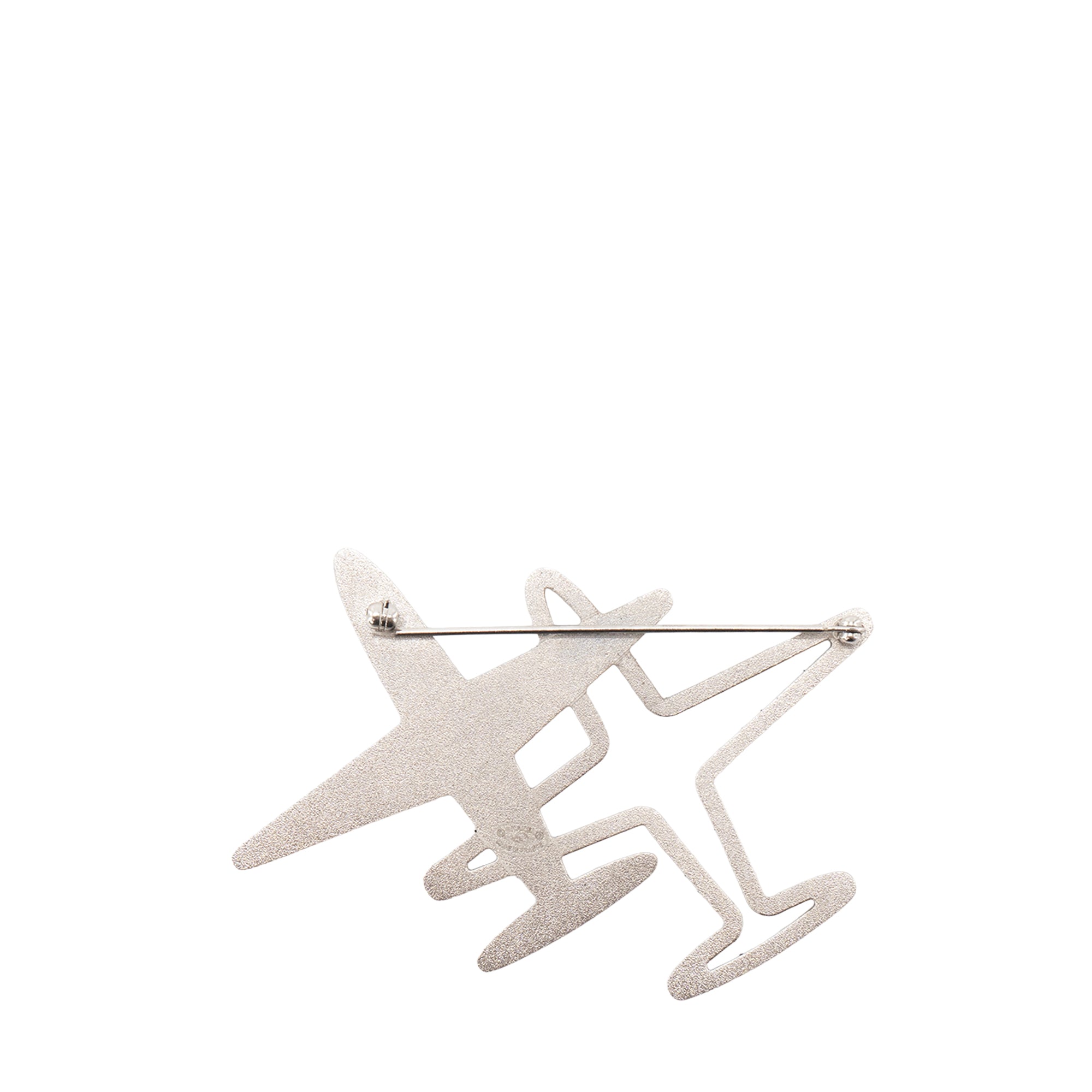 CHANEL - Broche Crystal Airplane Chanel en métal argenté et strass édition limitée