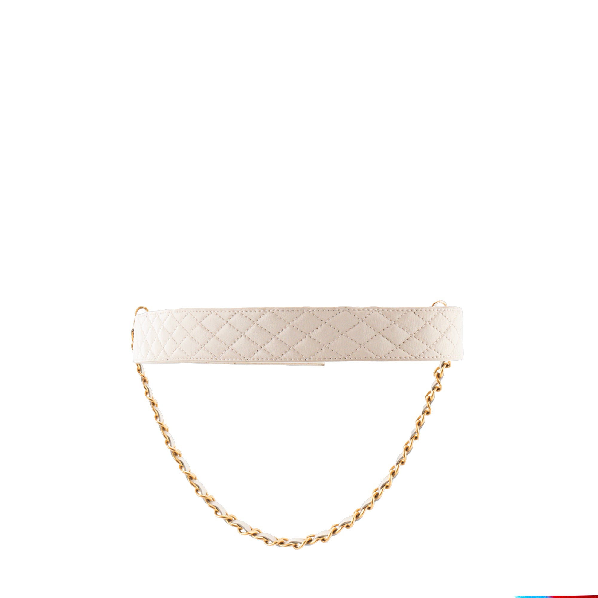 CHANEL - Ceinture CC Chanel en cuir matelassée en cuir blanc vintage (T65)