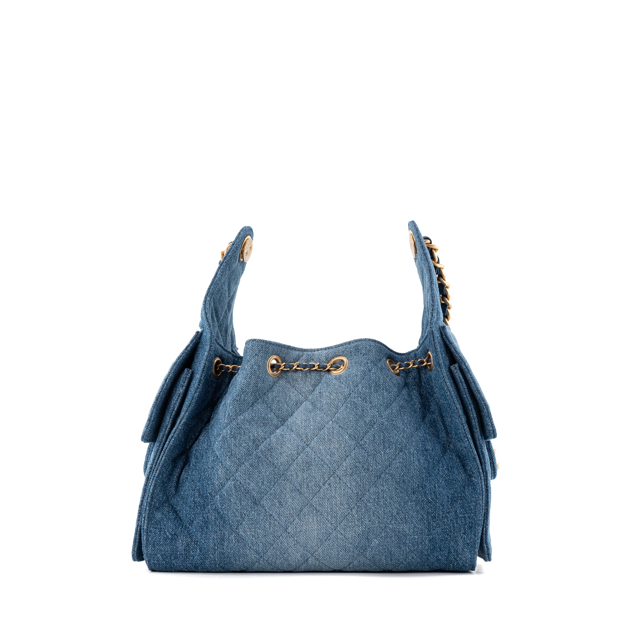 CHANEL - Sac à épaule Chanel 25 small en denim bleu