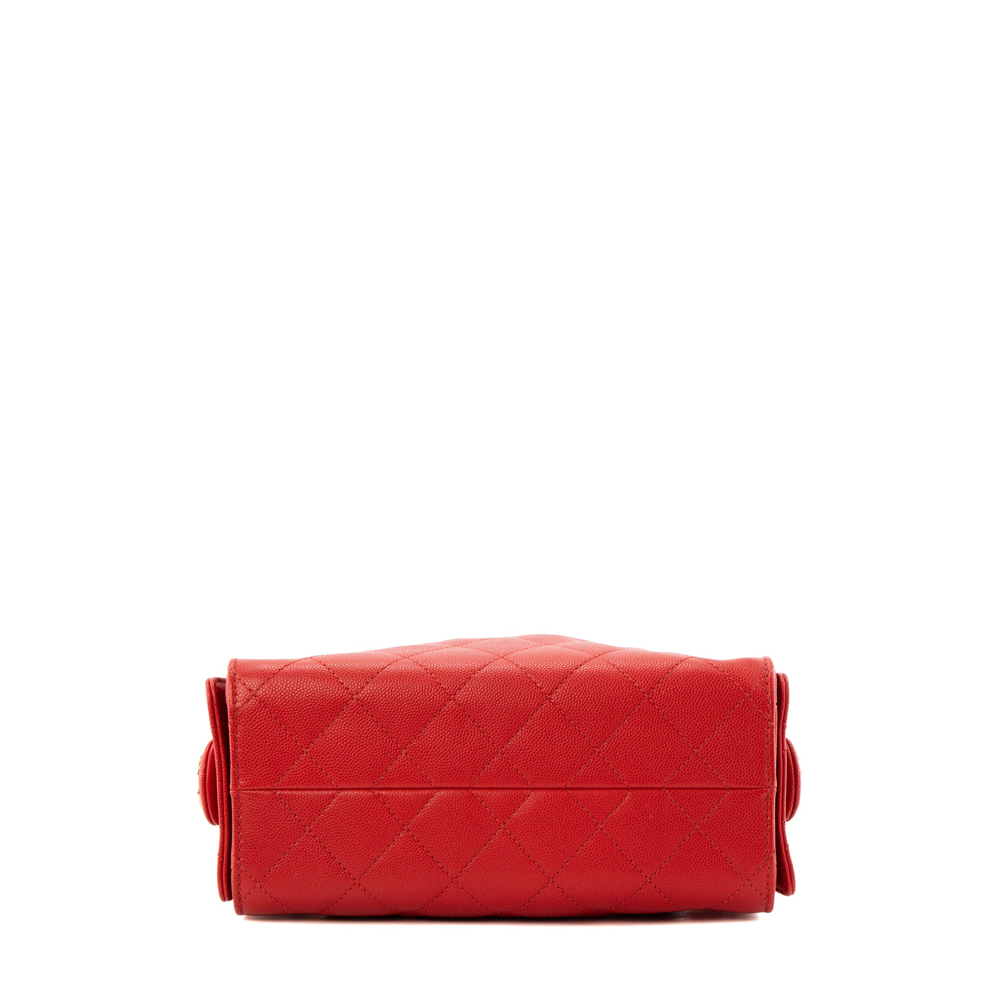 CHANEL - Sac à épaule Chanel 25 mini en cuir caviar rouge