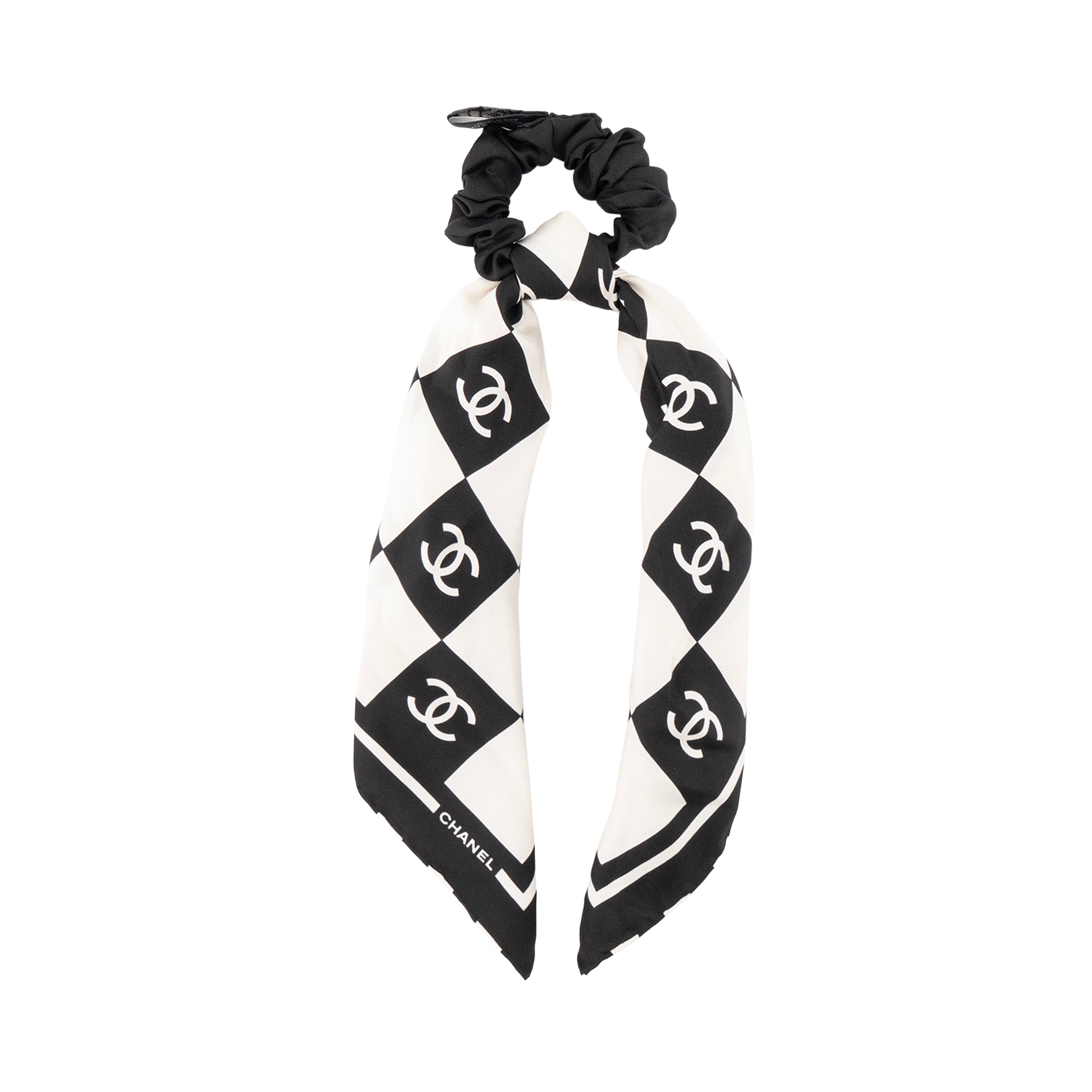 CHANEL - Chouchou Chanel en soie noire et blanche