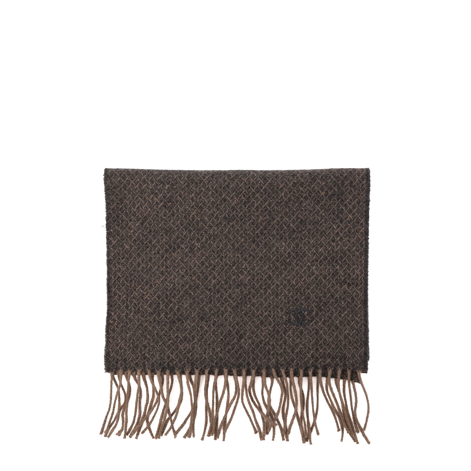 CHANEL - Chanel taupe and black cashmere scarf