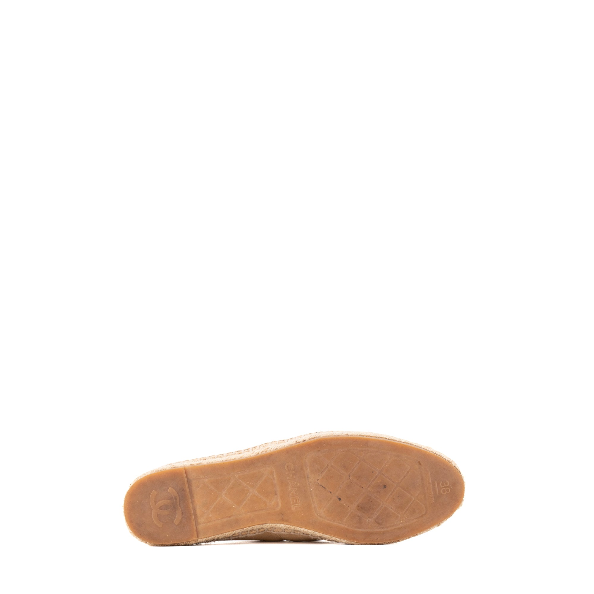 CHANEL - Espadrilles Chanel en cuir et raphia beige et noir (T38)