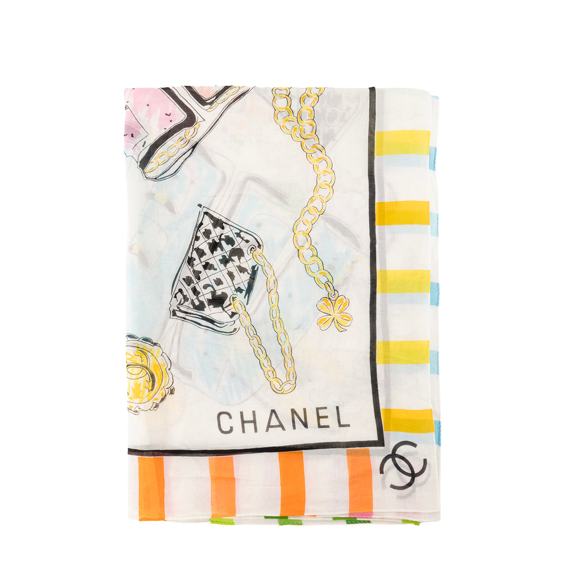 CHANEL - Multicolored cotton Chanel scarf