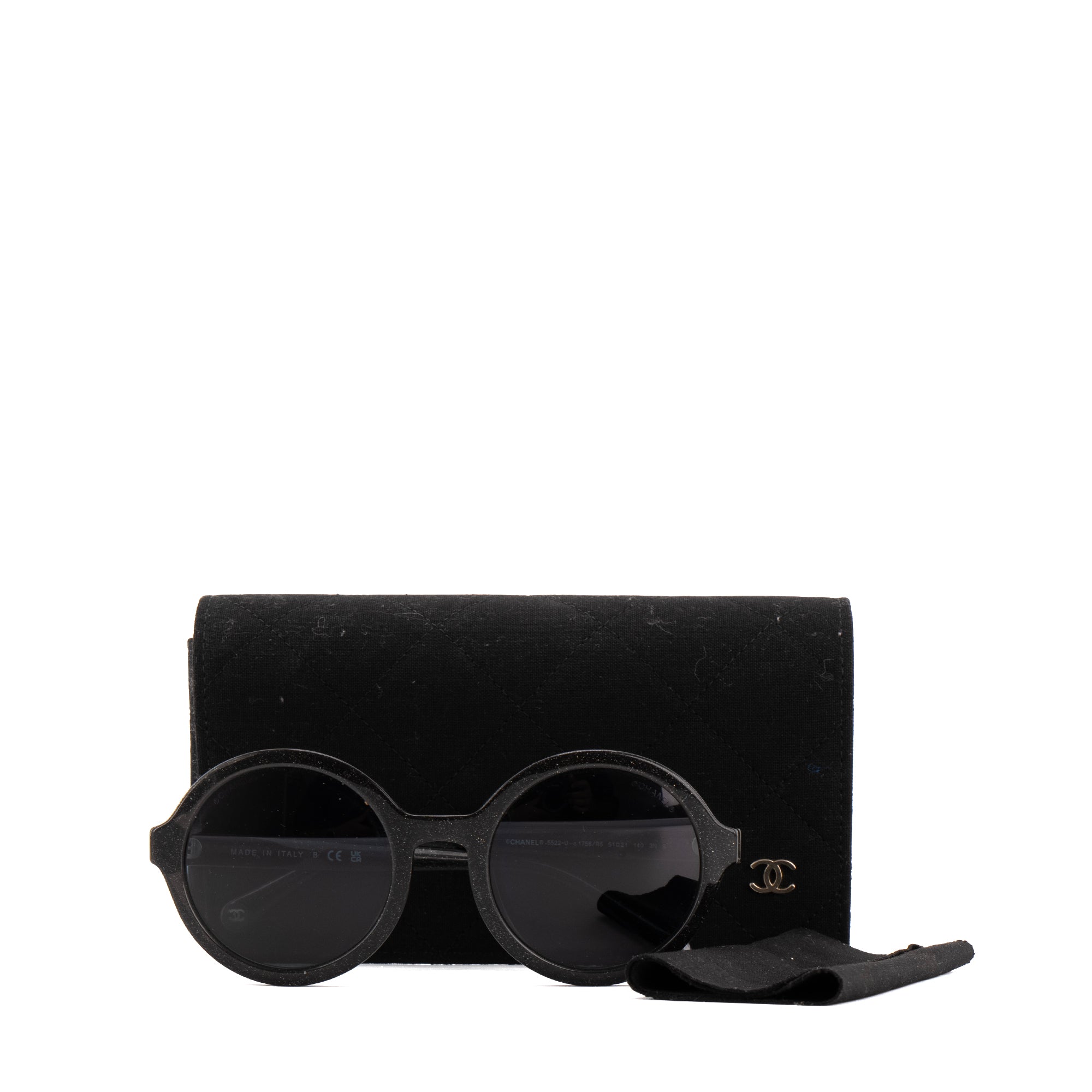 CHANEL - Lunettes de soleil 5522U Chanel en plastique noir à paillettes