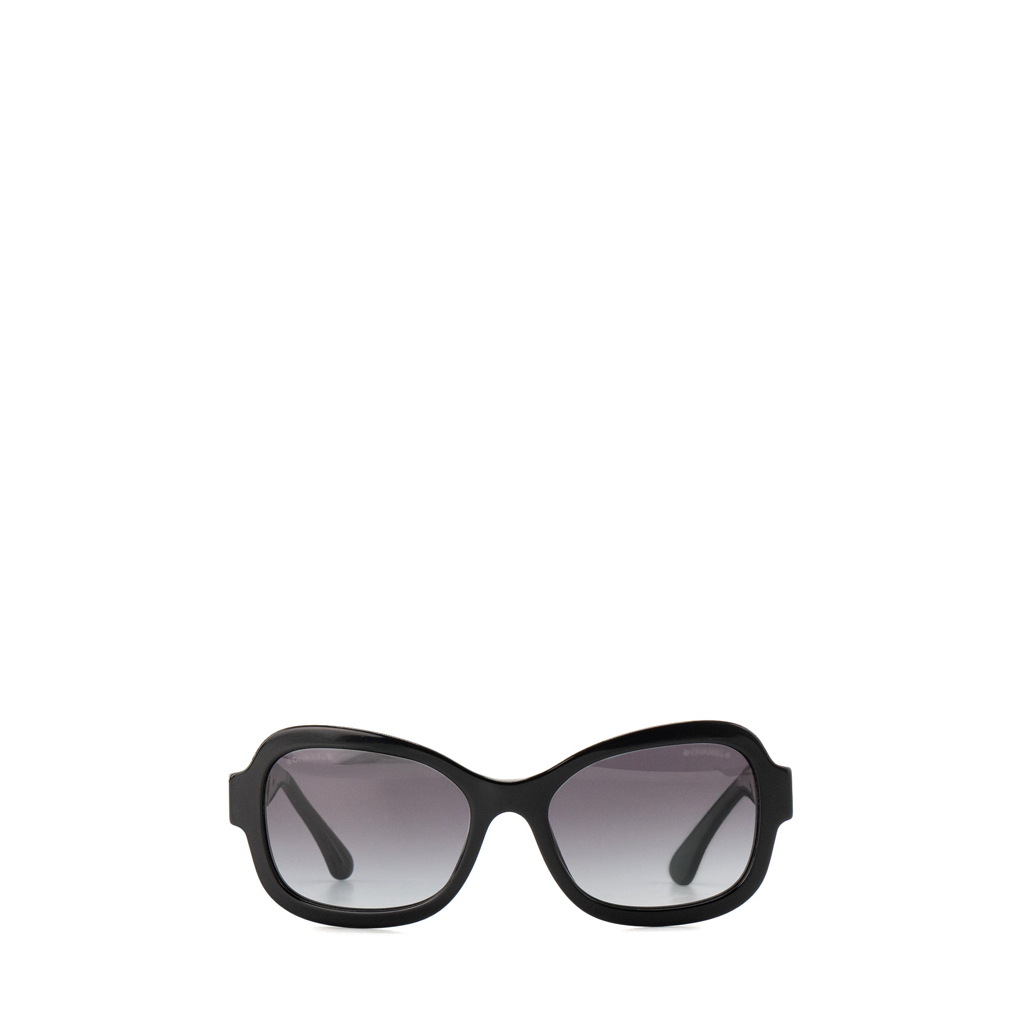 CHANEL - Lunettes de soleil CC Chanel en cuir et acétate noir