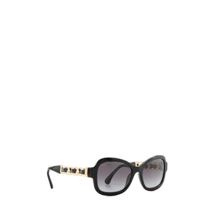 CHANEL - Lunettes de soleil CC Chanel en cuir et acétate noir
