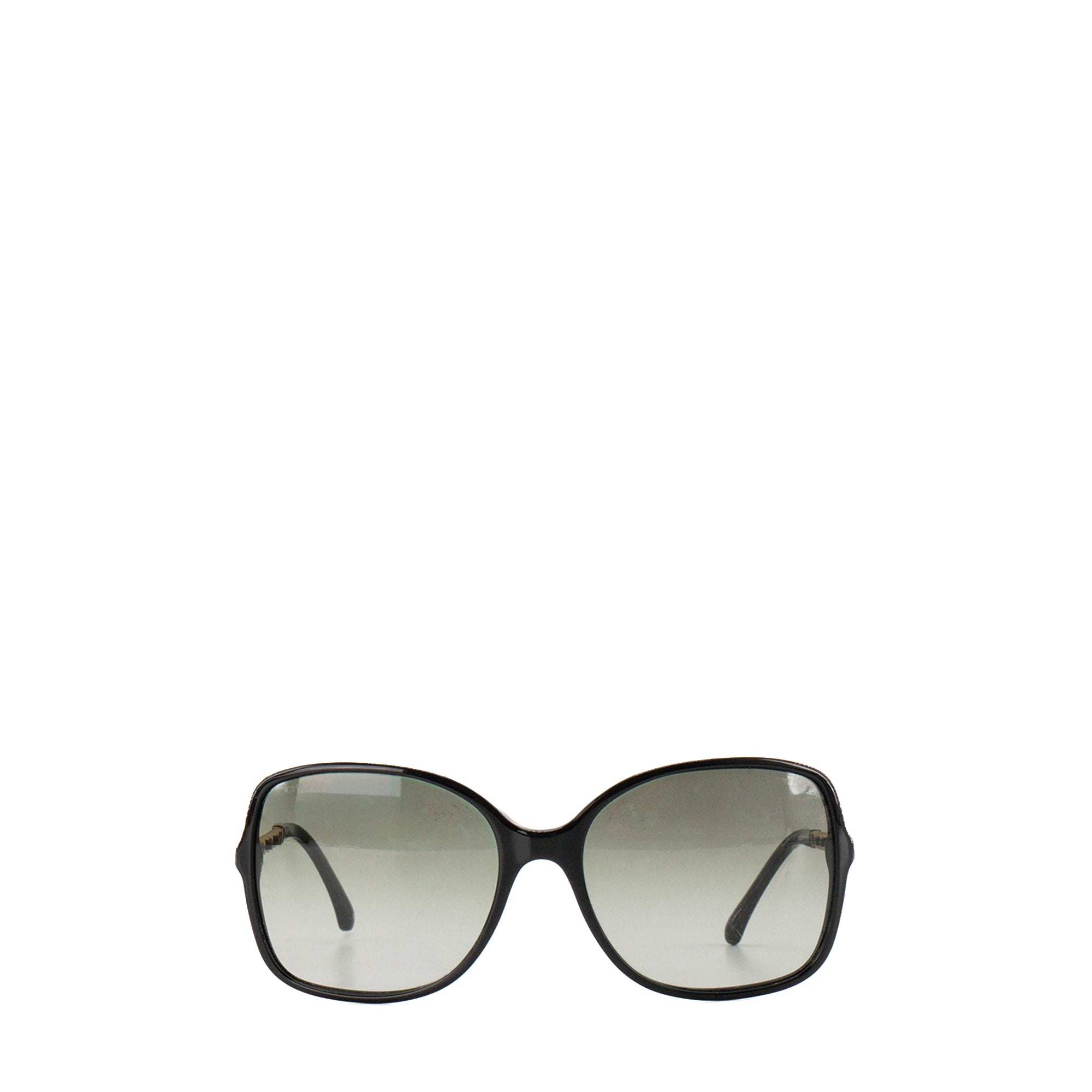 CHANEL - Lunettes de soleil Chanel en acétate et cuir noir