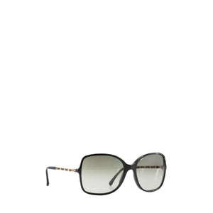 CHANEL - Lunettes de soleil Chanel en acétate et cuir noir