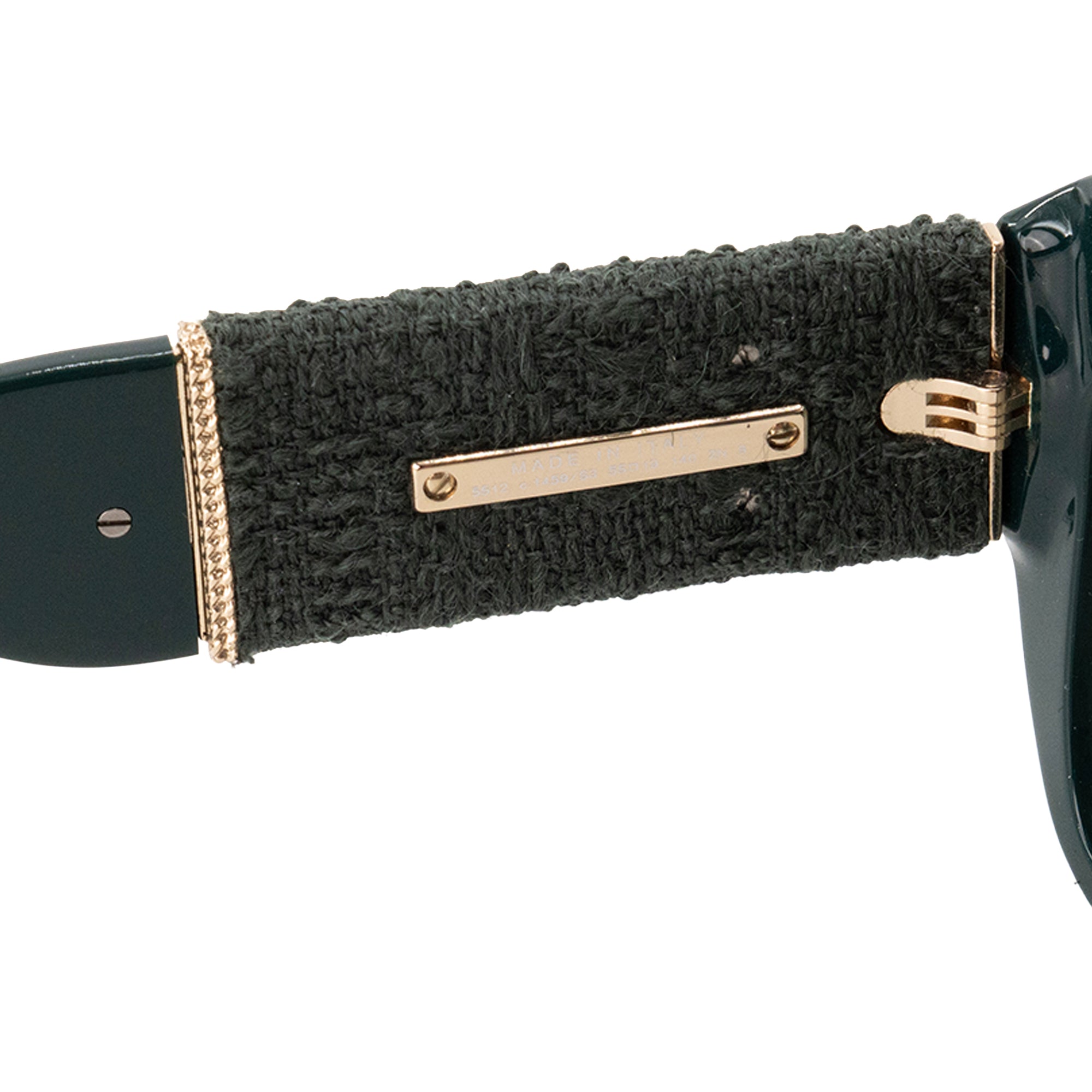 CHANEL - Lunettes de soleil Chanel en acétate et tweed vert