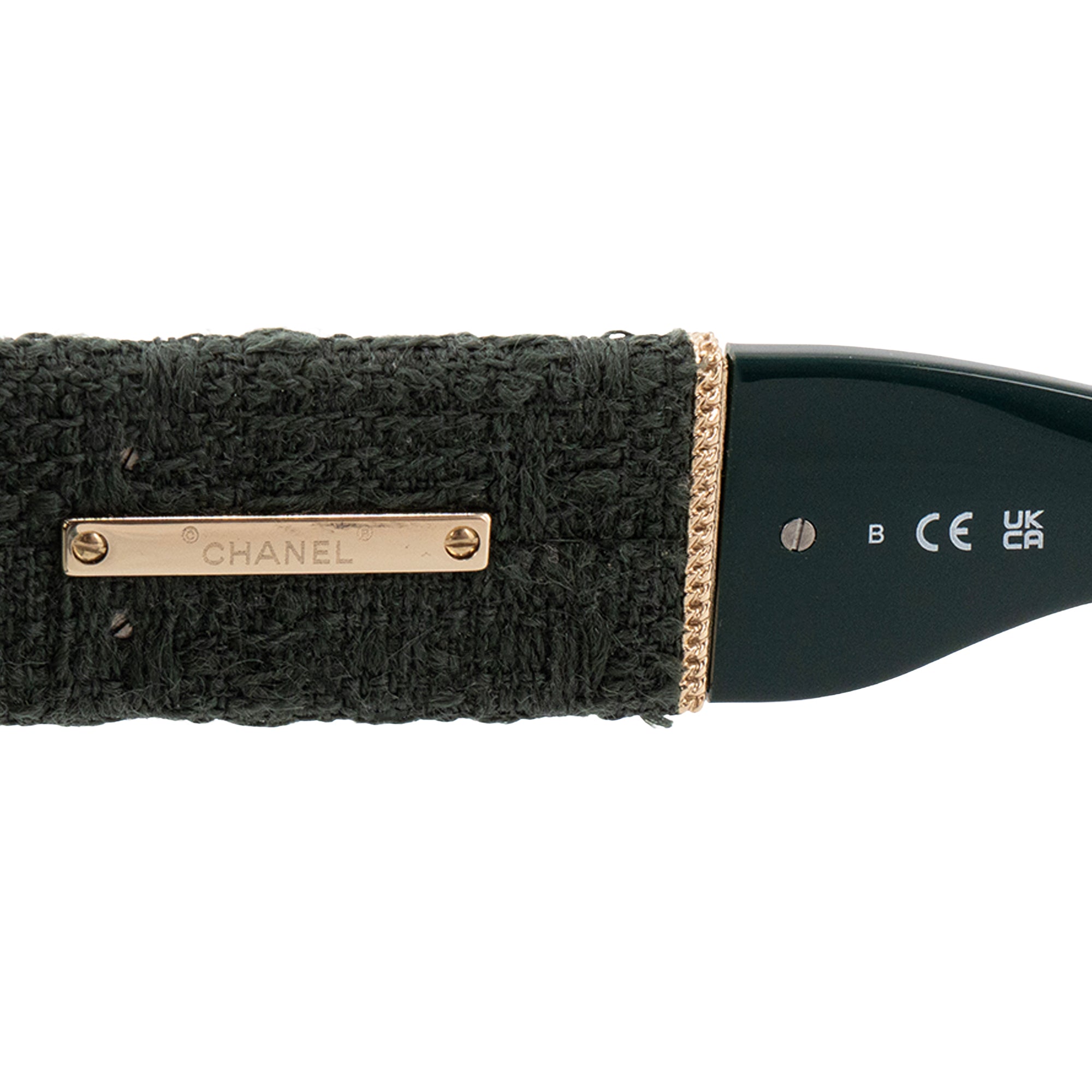 CHANEL - Lunettes de soleil Chanel en acétate et tweed vert