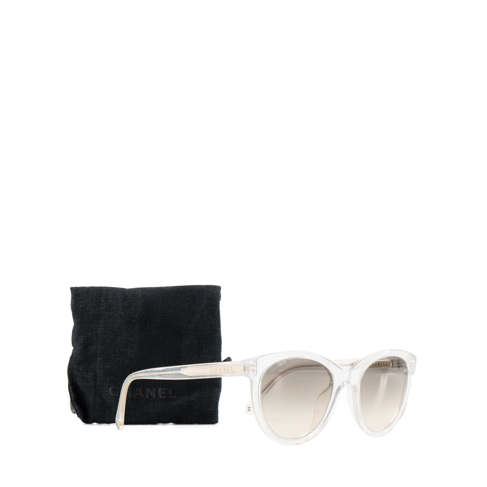 CHANEL - Lunettes de soleil Chanel en acétate transparent à paillettes