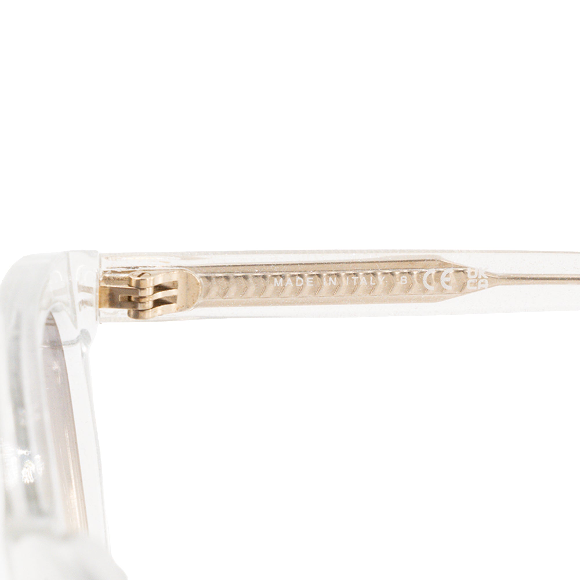 CHANEL - Lunettes de soleil Chanel en acétate transparente et paillettes argentées