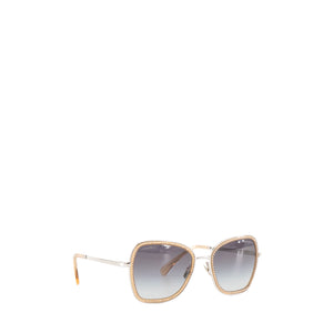 CHANEL - Lunettes de soleil Chanel en métal argenté et strass