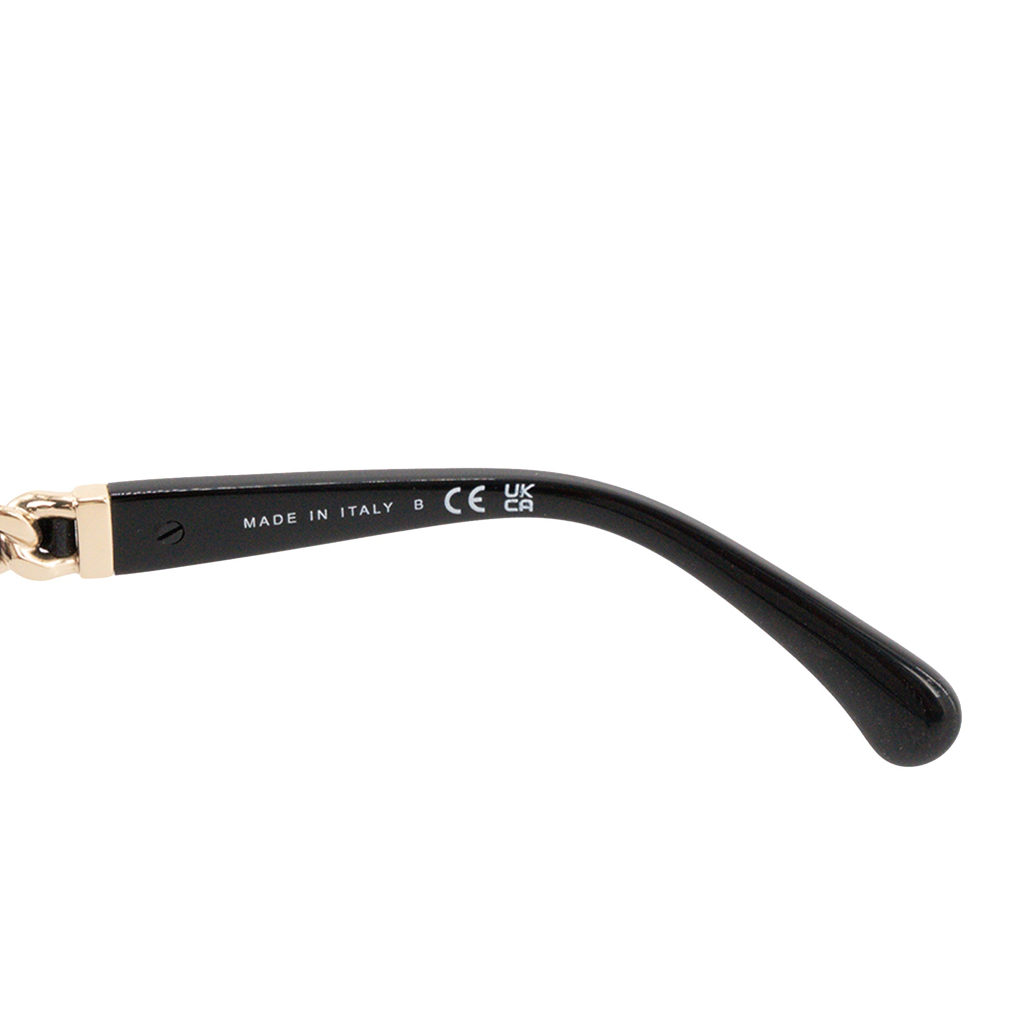 CHANEL - Lunettes de soleil Chanel en plastique et cuir noir et doré