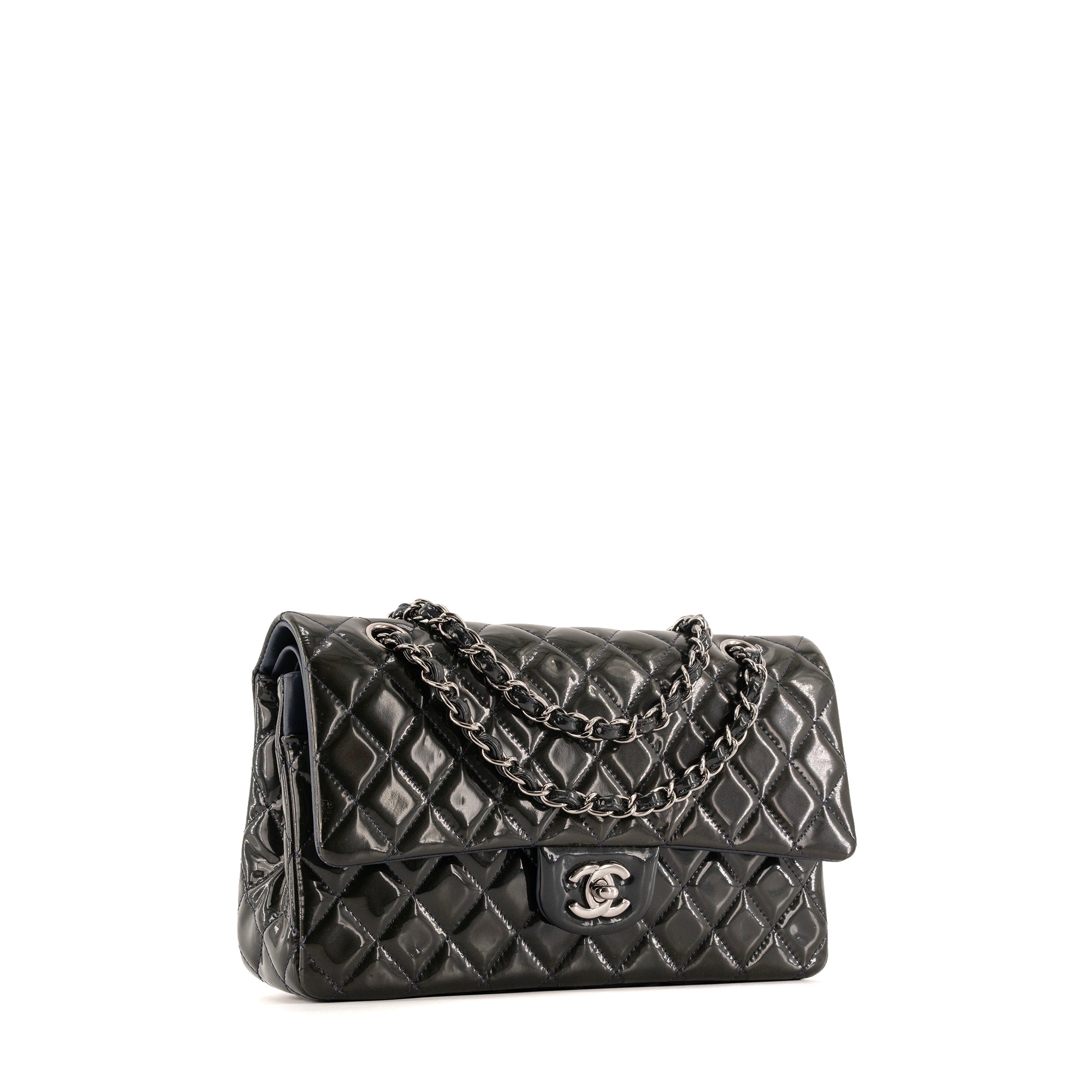 CHANEL - Sac à main Classique/Timeless 11.12 Chanel en cuir verni vert foncé