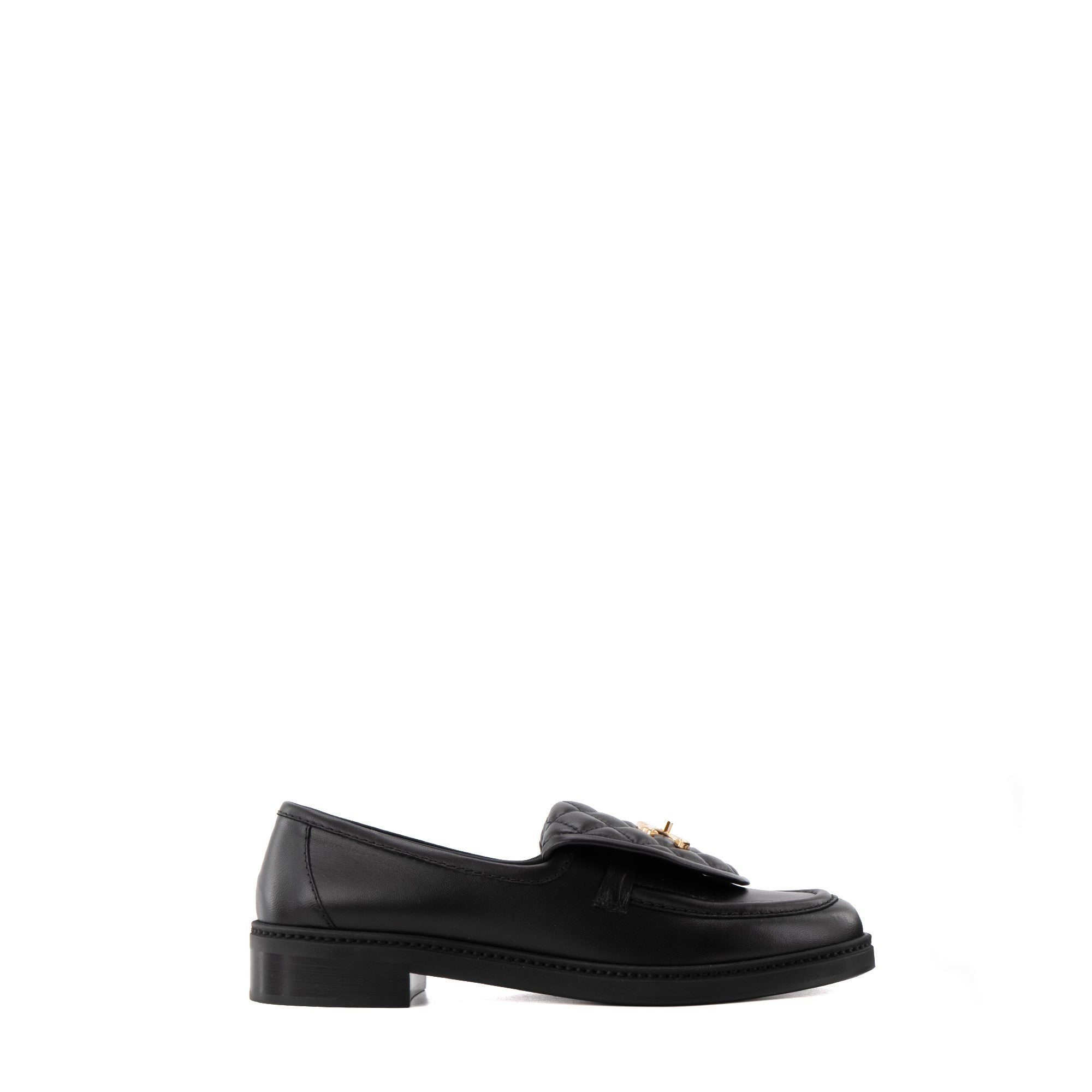 CHANEL - Mocassins CC Chanel en cuir noir (T39.5)