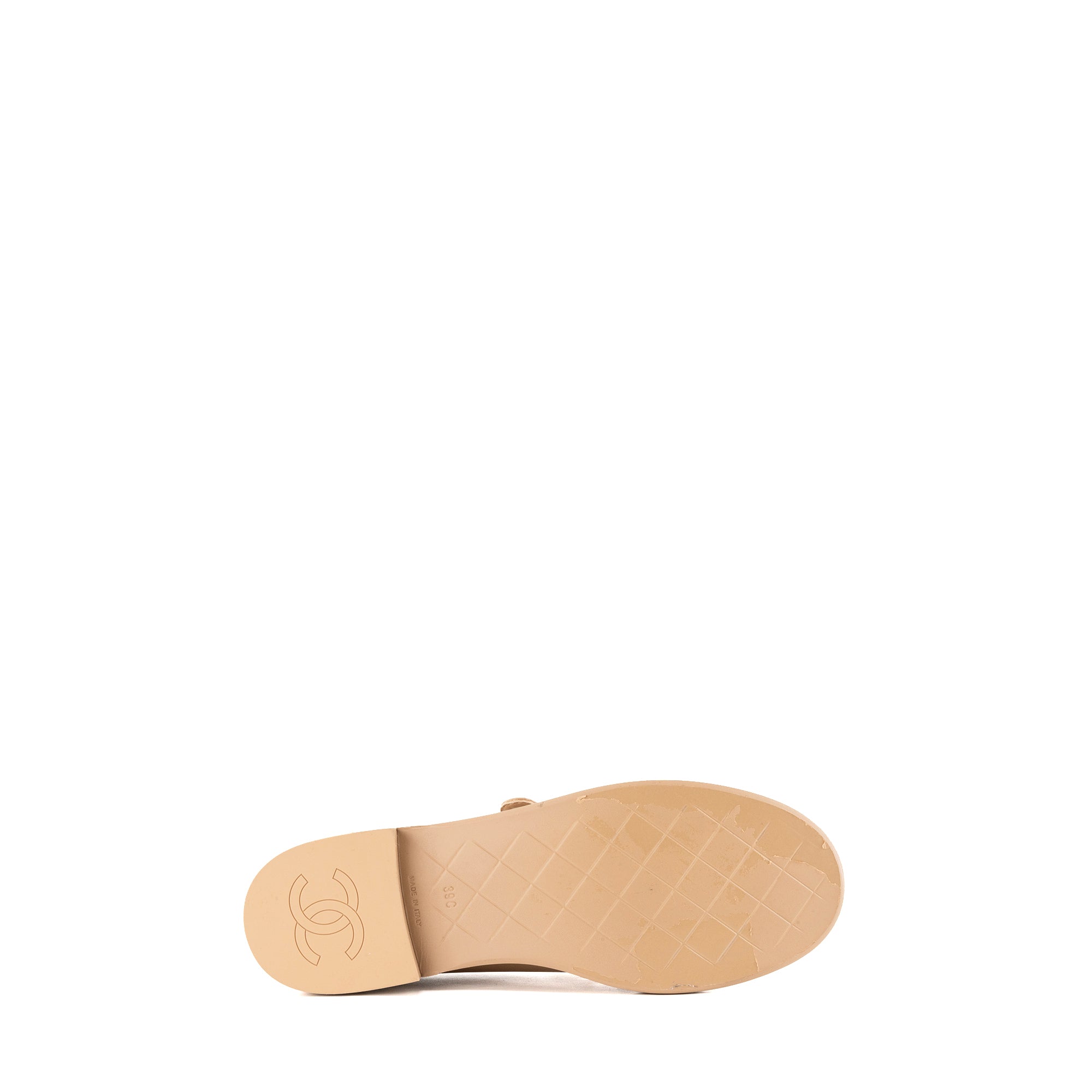 CHANEL - Mocassins CC Turnlock Chanel en cuir lisse beige (T39)