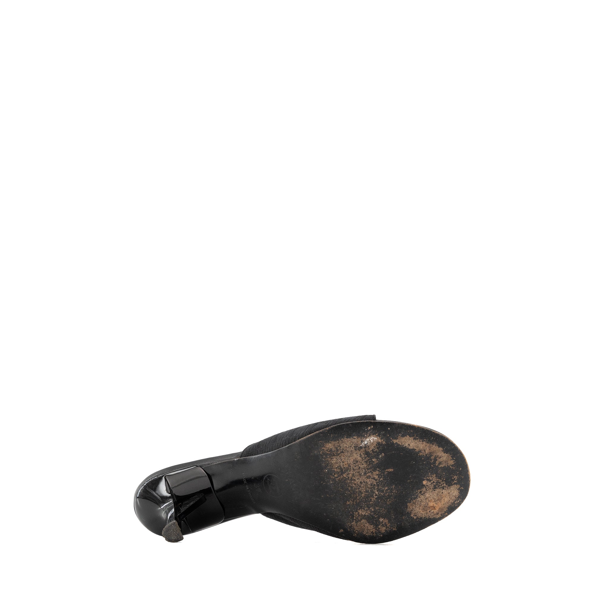 CHANEL - Mules à talons CC Chanel en toile noire (T37)