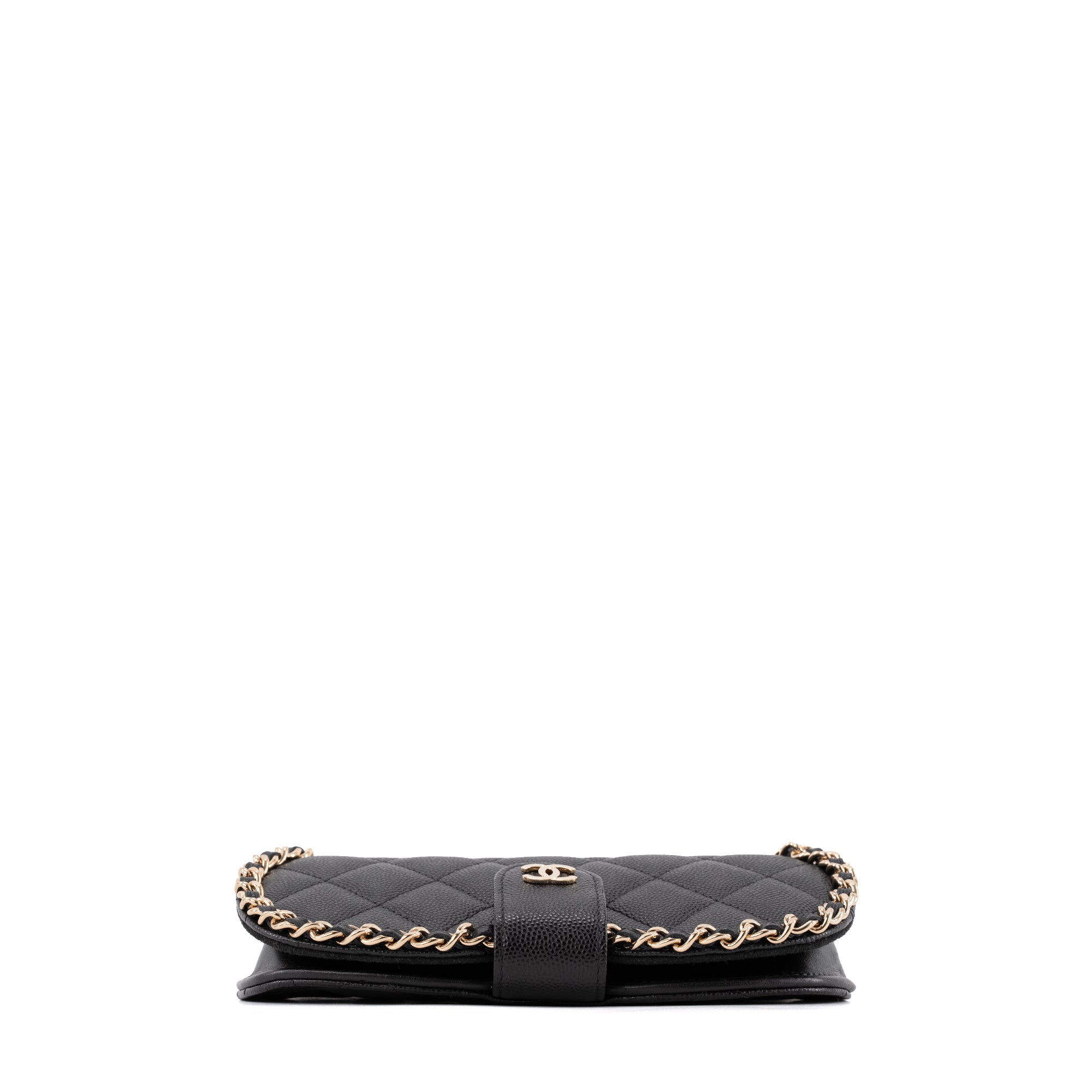 CHANEL - Pochette à bandoulière/Étui à lunettes Chanel en cuir caviar noir