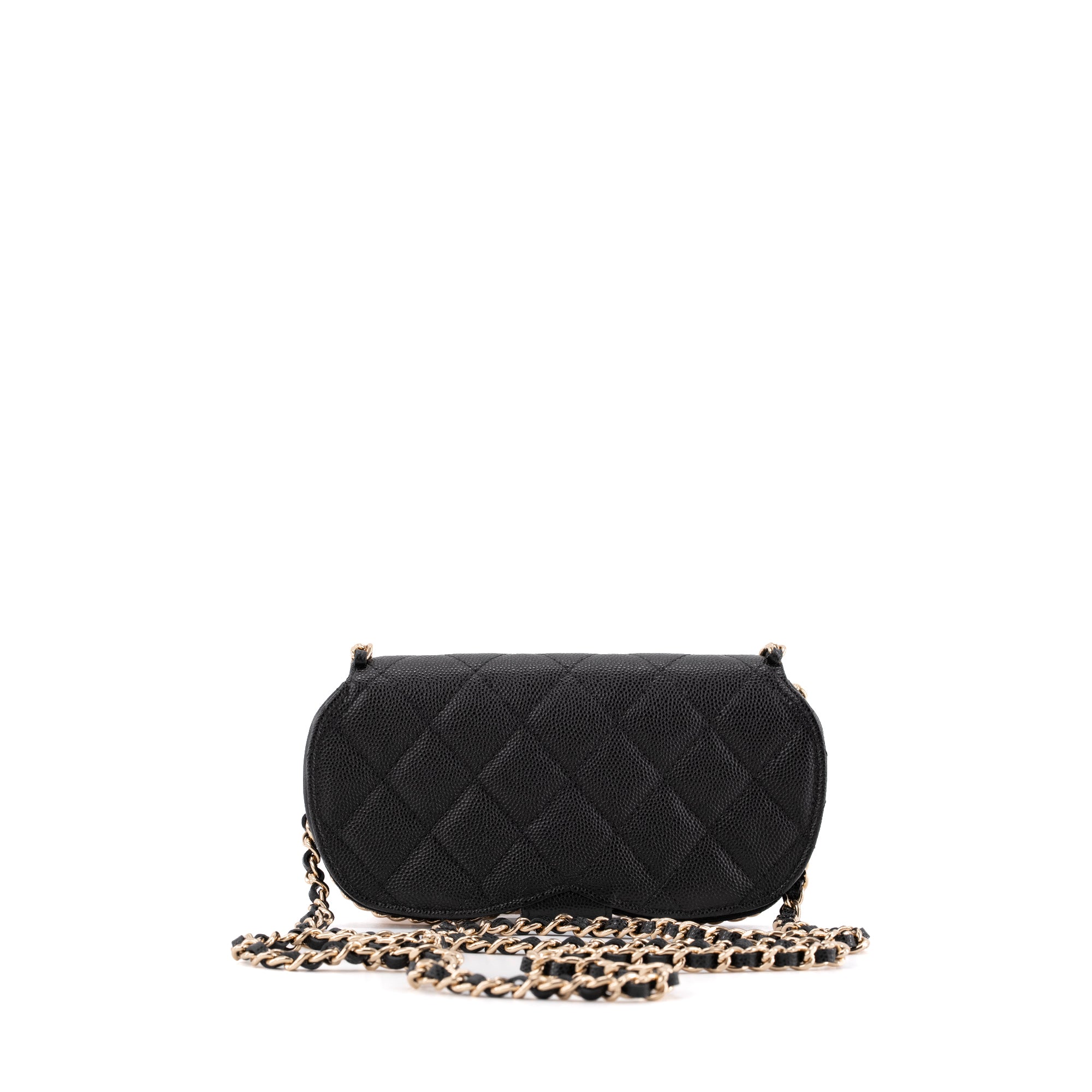 CHANEL - Pochette à bandoulière/Étui à lunettes Chanel en cuir caviar noir