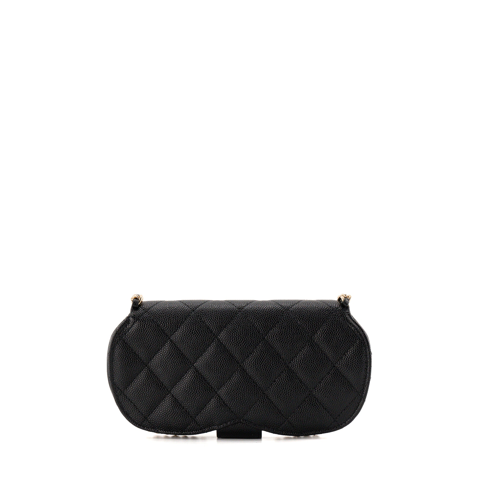 CHANEL - Pochette à bandoulière/Étui à lunettes Chanel en cuir caviar noir