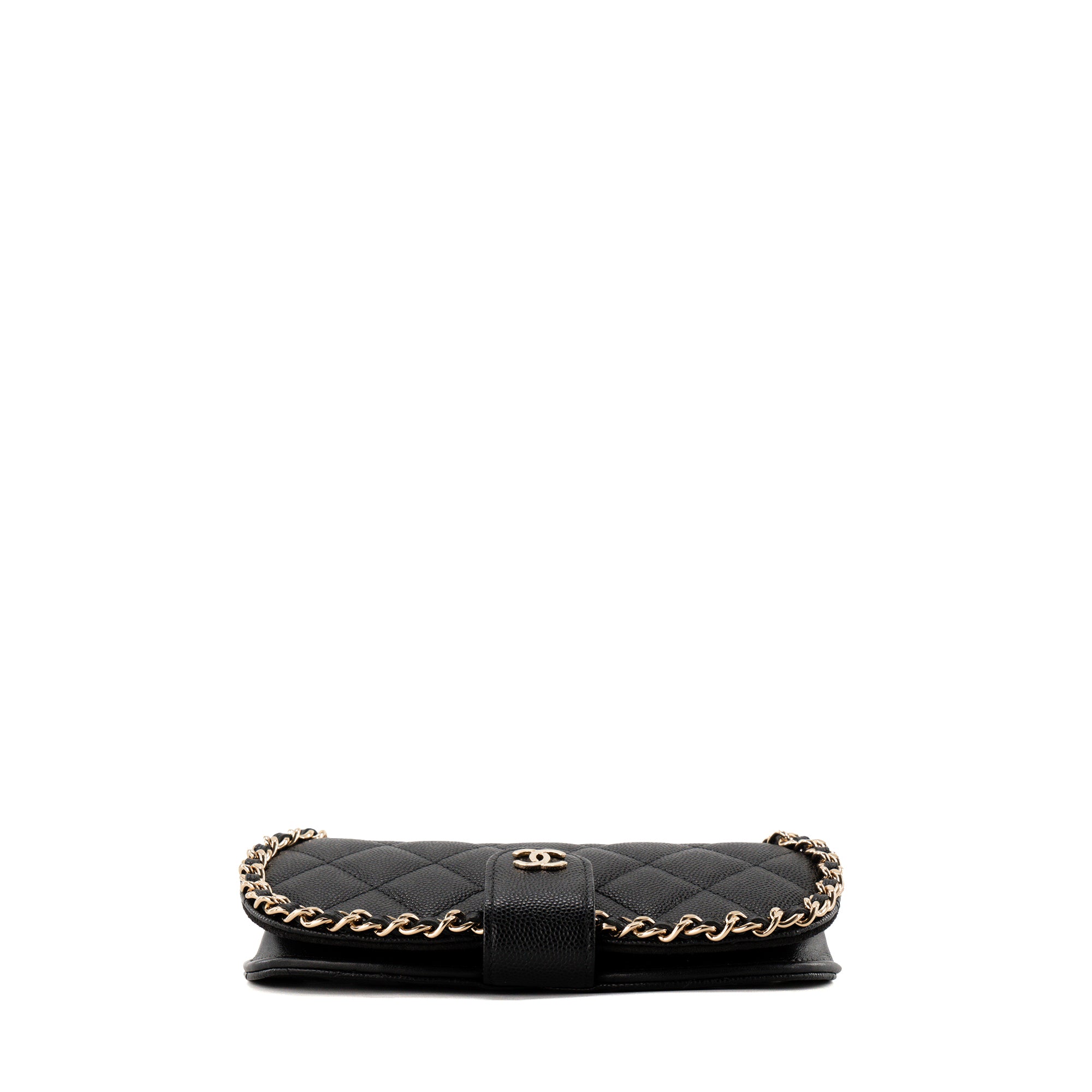 CHANEL - Pochette à bandoulière/Étui à lunettes Chanel en cuir caviar noir