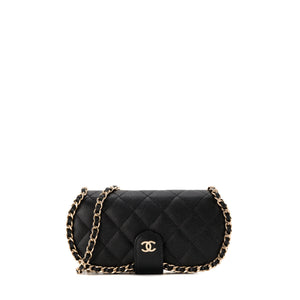 CHANEL - Pochette à bandoulière/Étui à lunettes Chanel en cuir caviar noir