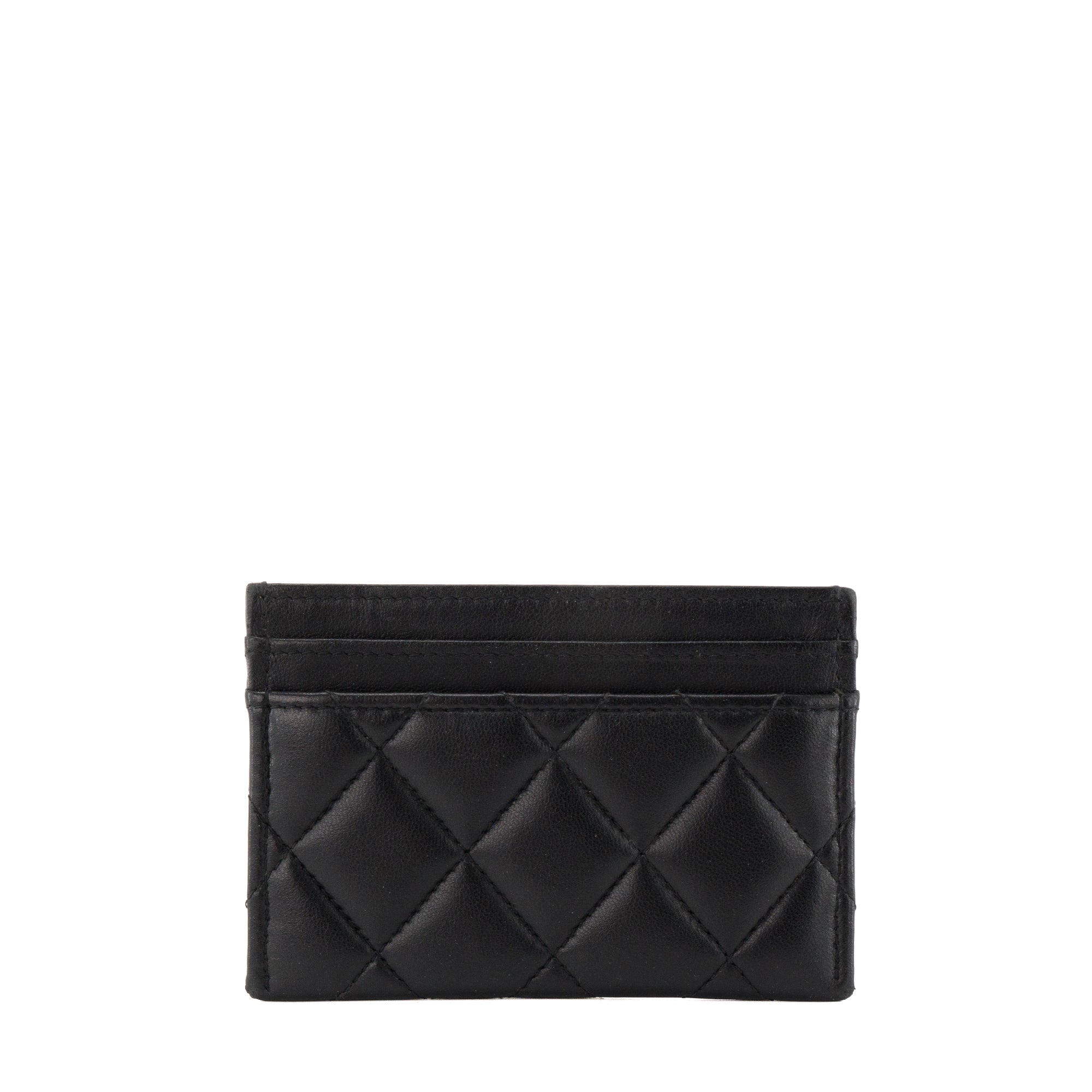 CHANEL - Porte cartes CC Chanel en cuir lisse noir édition limitée