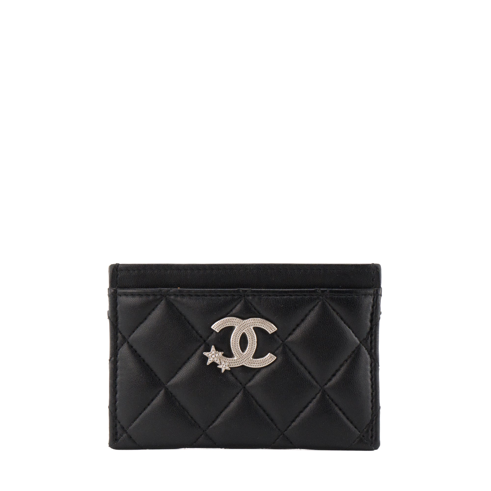 CHANEL - Porte cartes CC Chanel en cuir lisse noir édition limitée