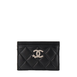CHANEL - Porte cartes CC Chanel en cuir lisse noir édition limitée