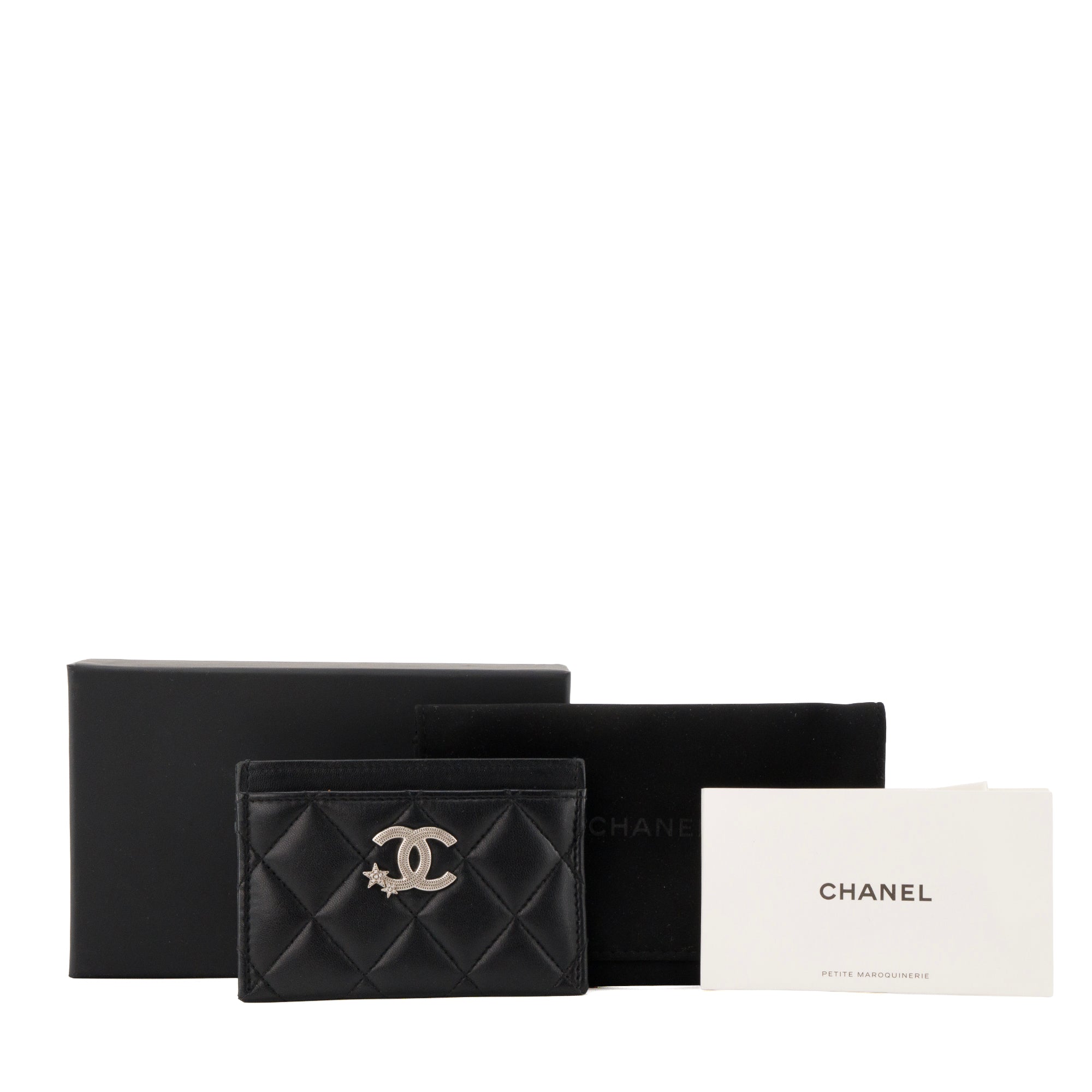 CHANEL - Porte cartes CC Chanel en cuir lisse noir édition limitée