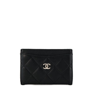 CHANEL - Porte cartes Classique/Timeless Chanel en cuir lisse noir