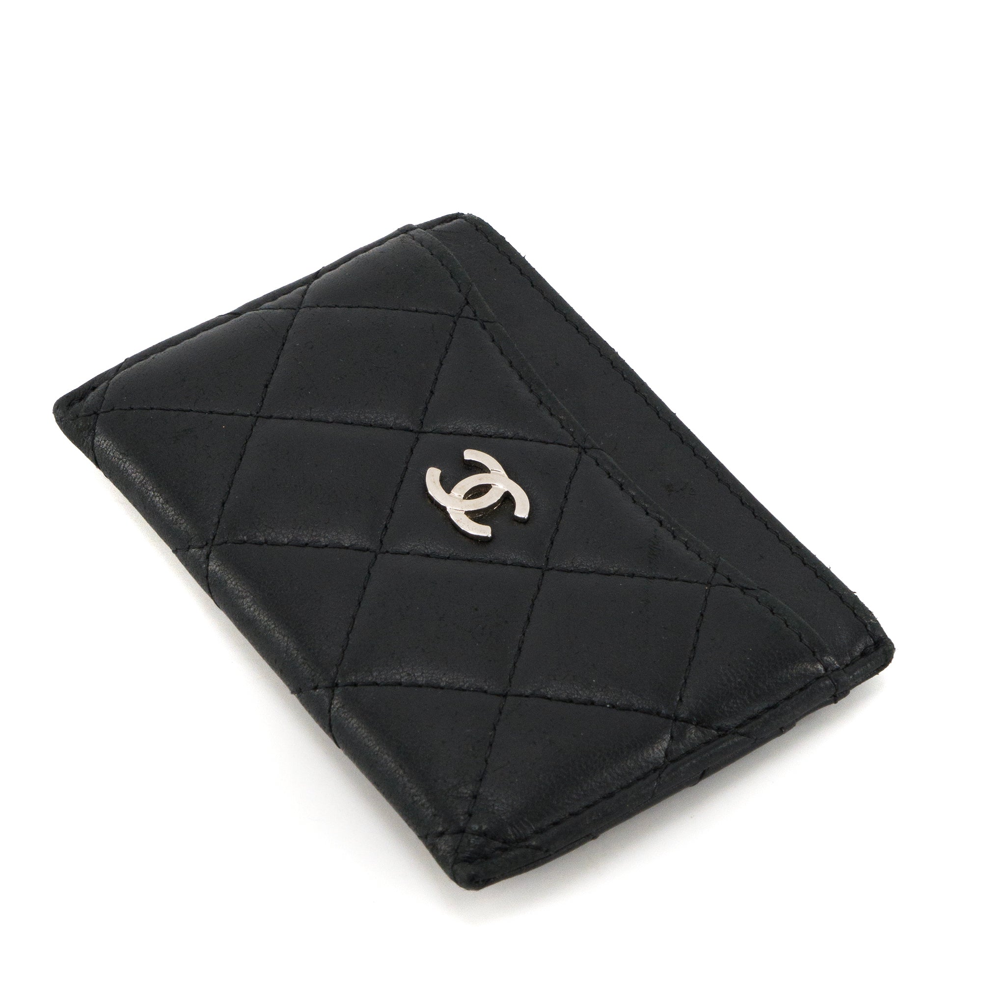 CHANEL - Porte cartes Classique/Timeless Chanel en cuir lisse noir