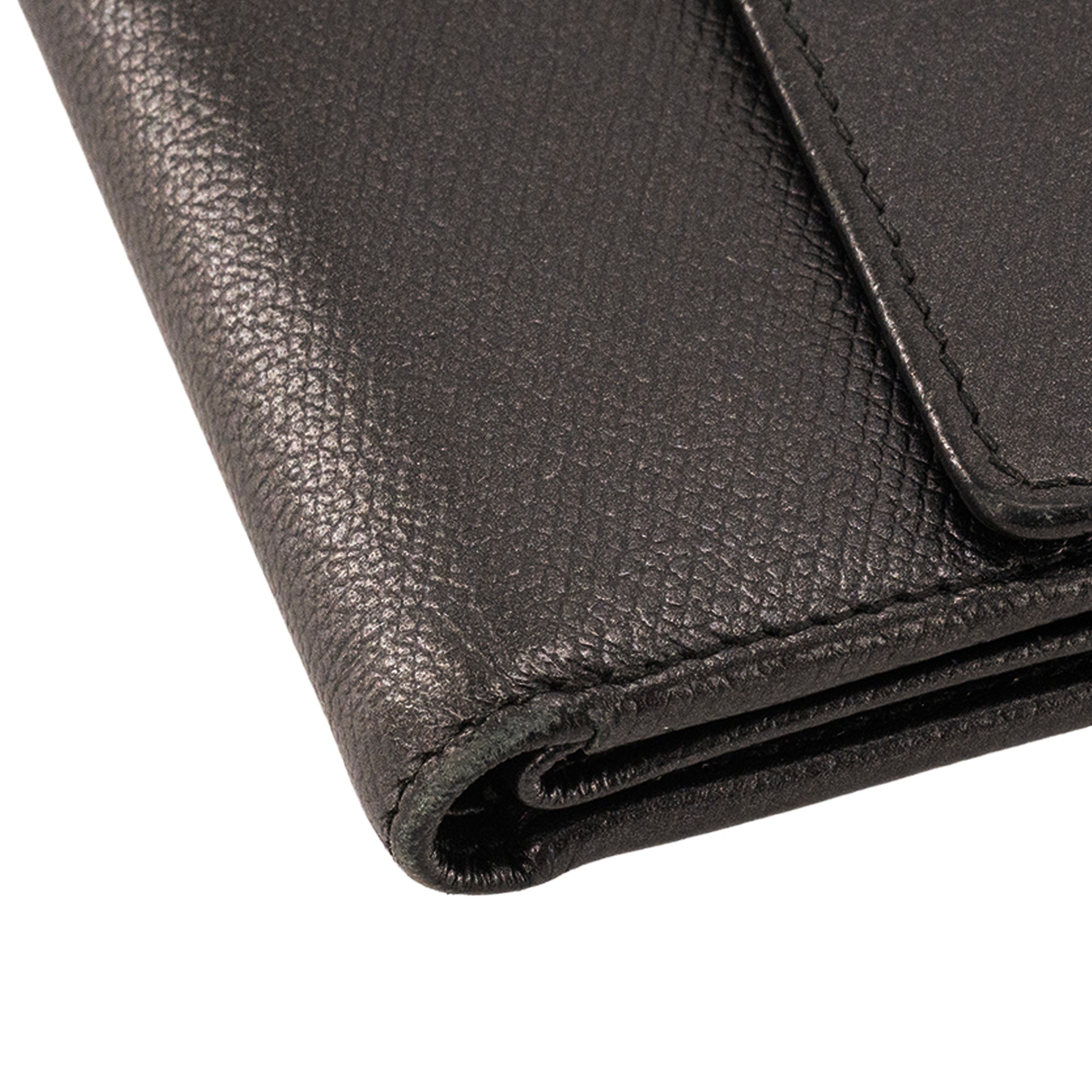 CHANEL - Porte-monnaie Chanel en cuir grainé noir vintage