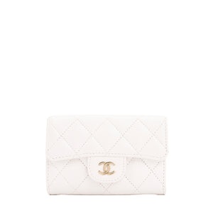 CHANEL - Porte-monnaie Classique/Timeless Chanel en cuir caviar blanc