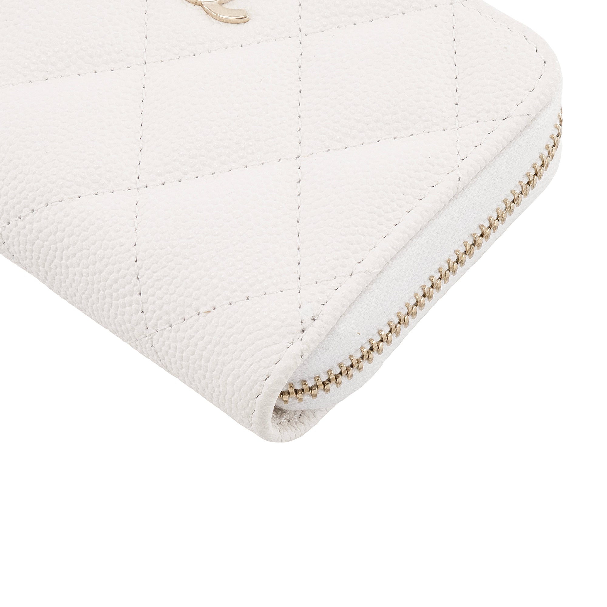 CHANEL - Porte-monnaie Zippé Classique/Timeless Chanel en cuir caviar blanc