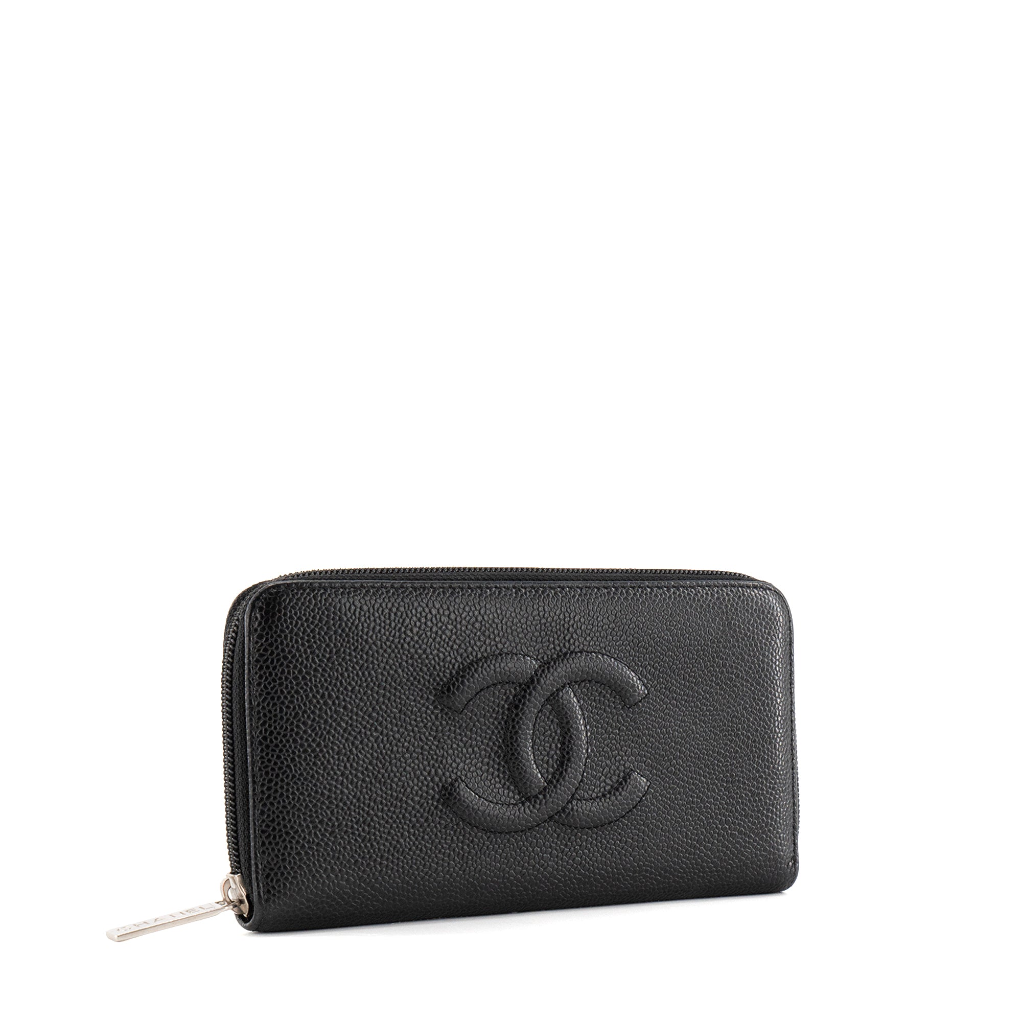 CHANEL - Portefeuille CC Chanel en cuir caviar noir