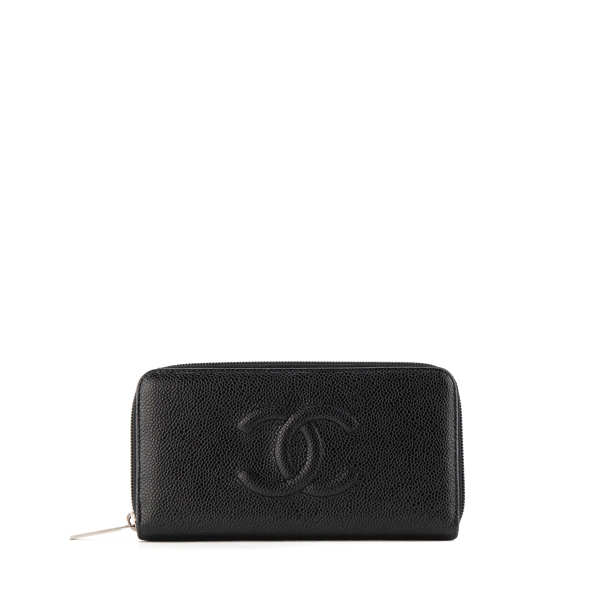 CHANEL - Portefeuille CC Chanel en cuir caviar noir