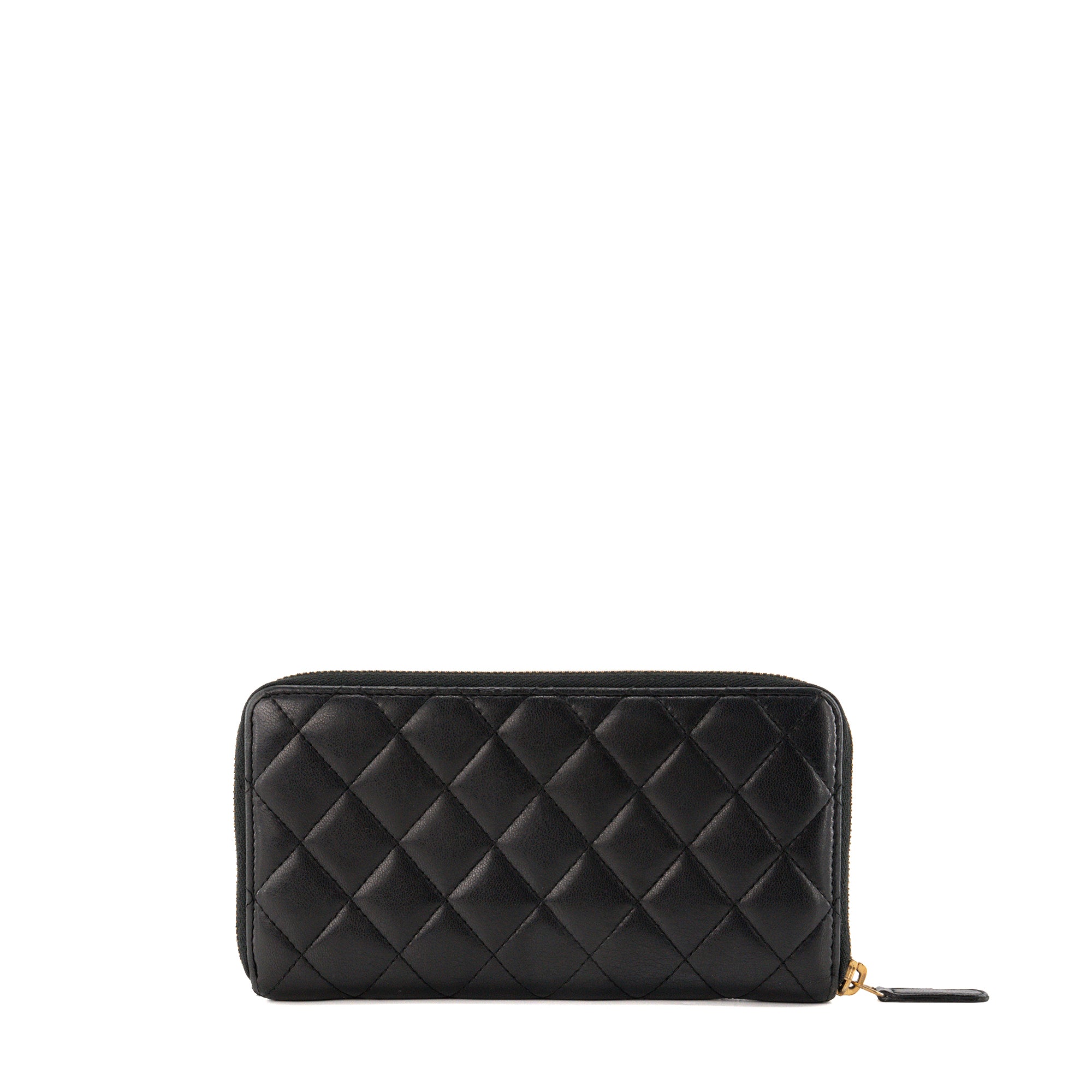 CHANEL - Portefeuille long Classique/Timeless Chanel en cuir lisse noir
