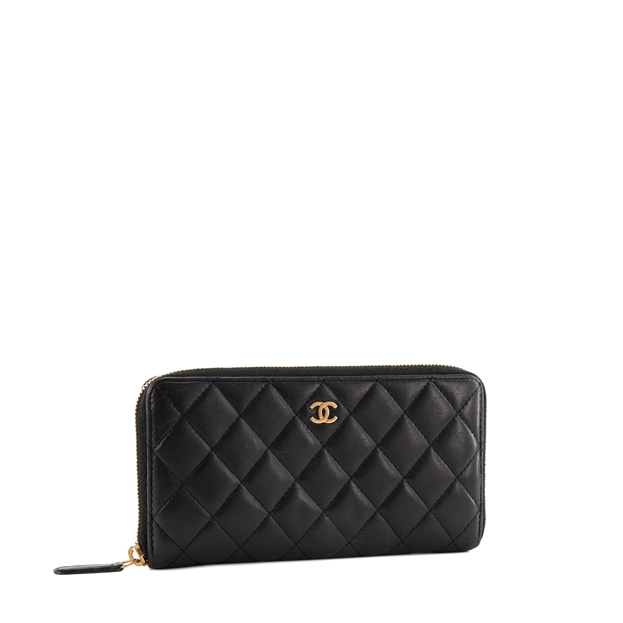 CHANEL - Portefeuille long Classique/Timeless Chanel en cuir lisse noir