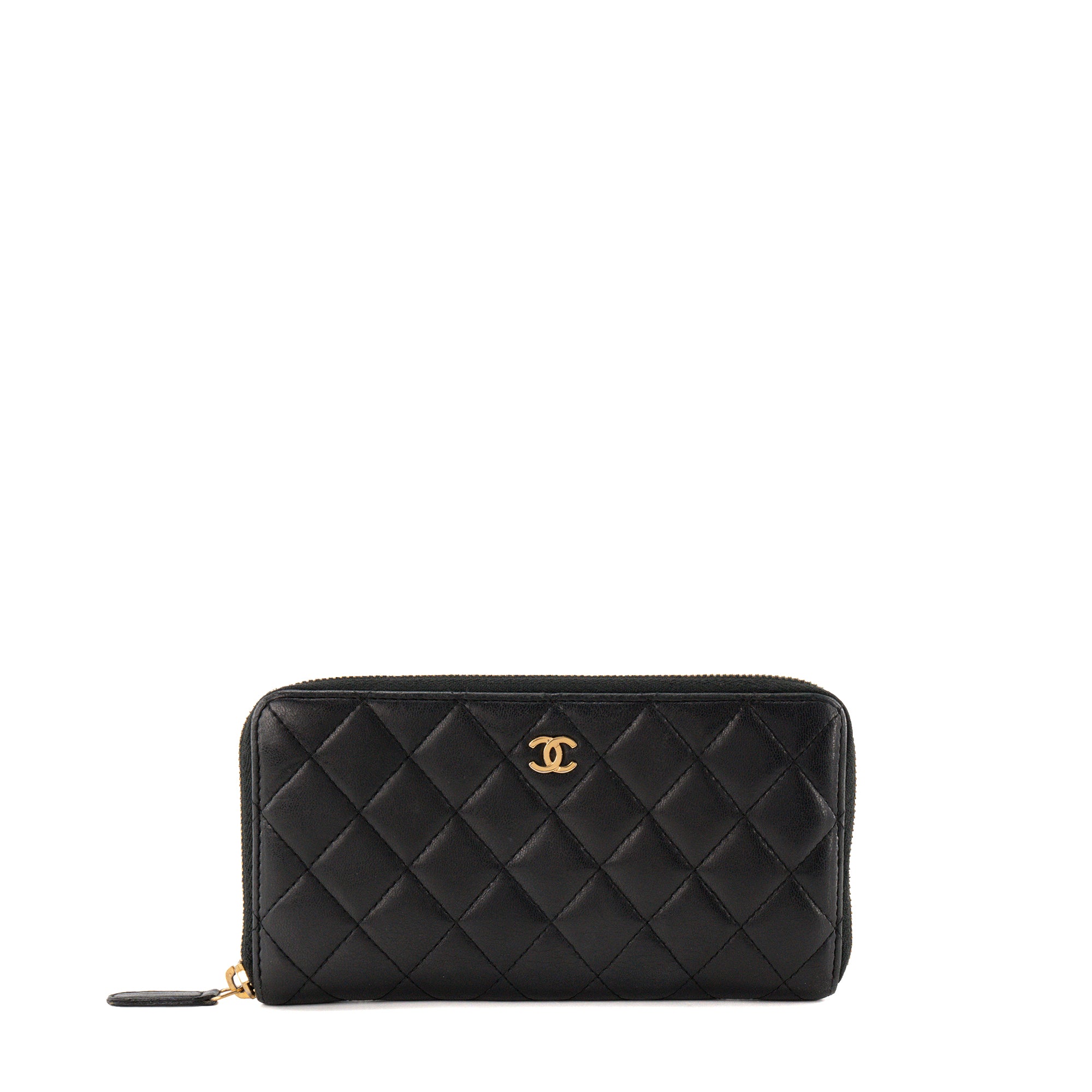 CHANEL - Portefeuille long Classique/Timeless Chanel en cuir lisse noir