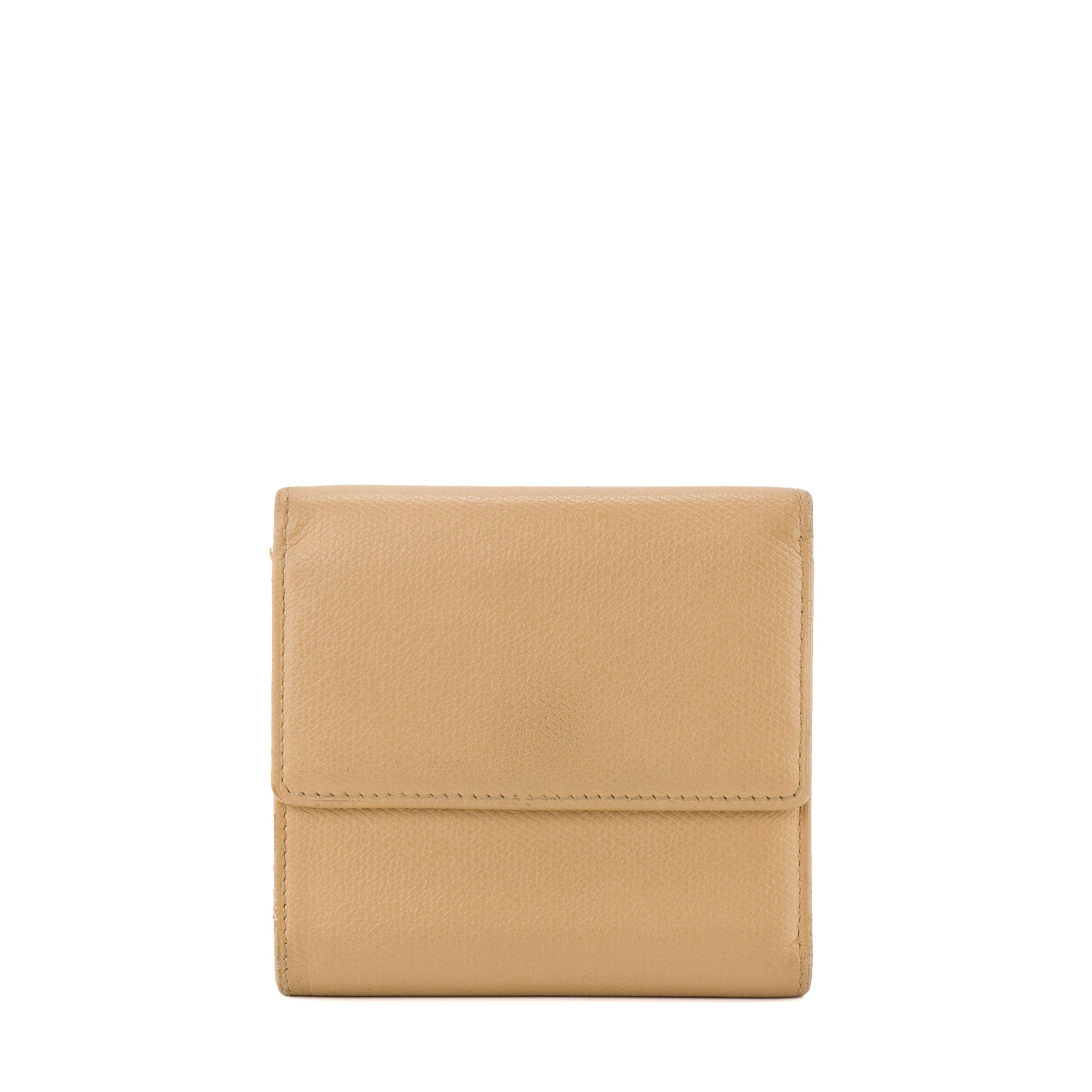 CHANEL - Portefeuille Chanel en cuir grainé beige vintage