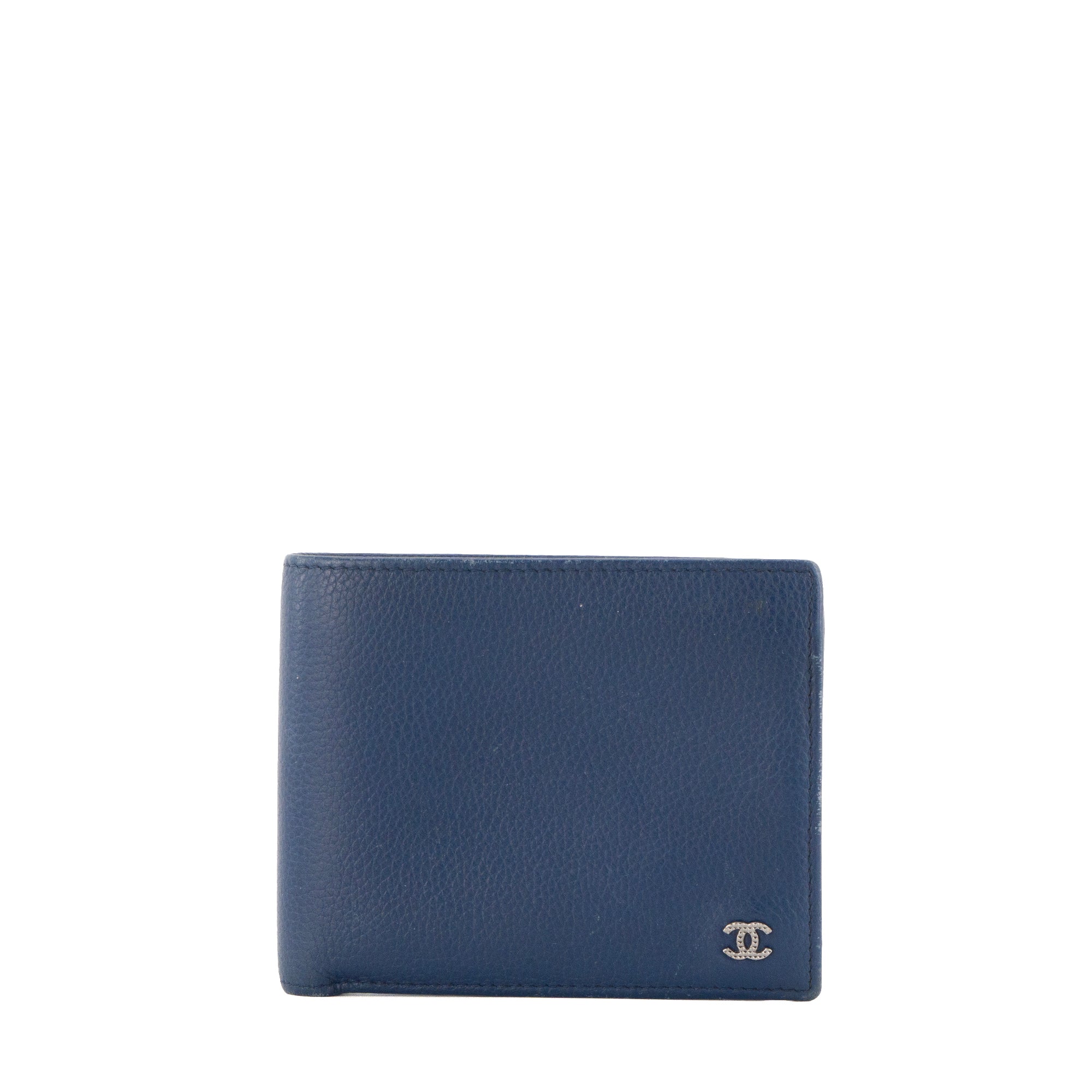 CHANEL - Portefeuille Chanel en cuir grainé bleu marine