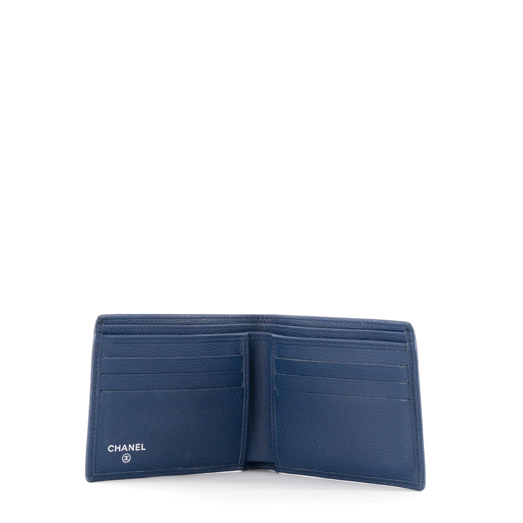 CHANEL - Portefeuille Chanel en cuir grainé bleu marine