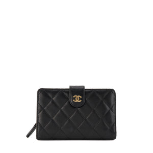CHANEL - Portefeuille Classique/Timeless Chanel en cuir noir