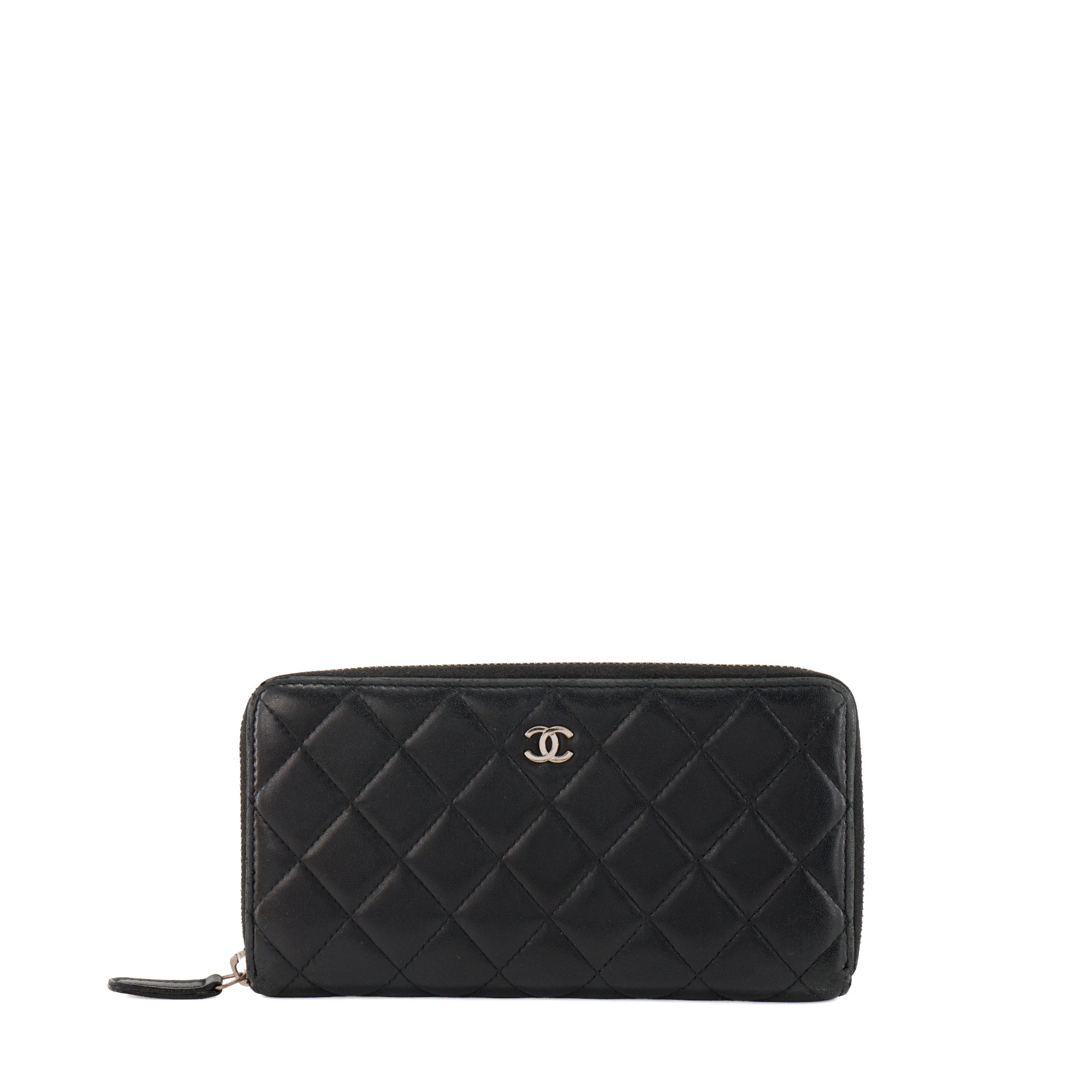 CHANEL - Portefeuille long Classique/Timeless Chanel en cuir lisse noir