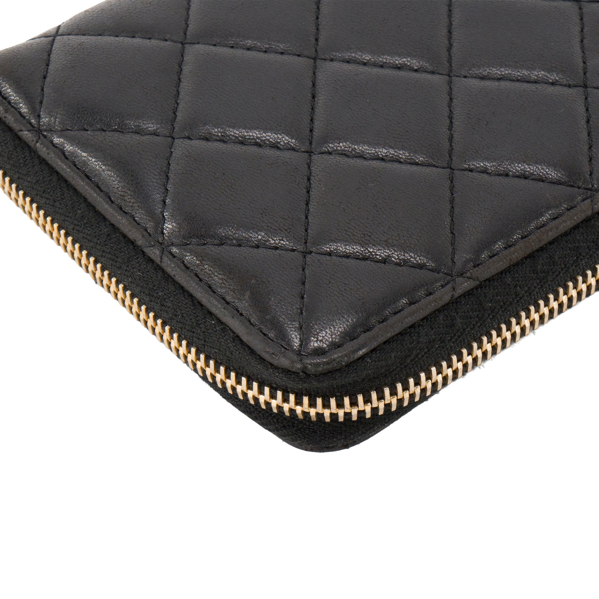 CHANEL - Portefeuille long Classique/Timeless Chanel en cuir lisse noir