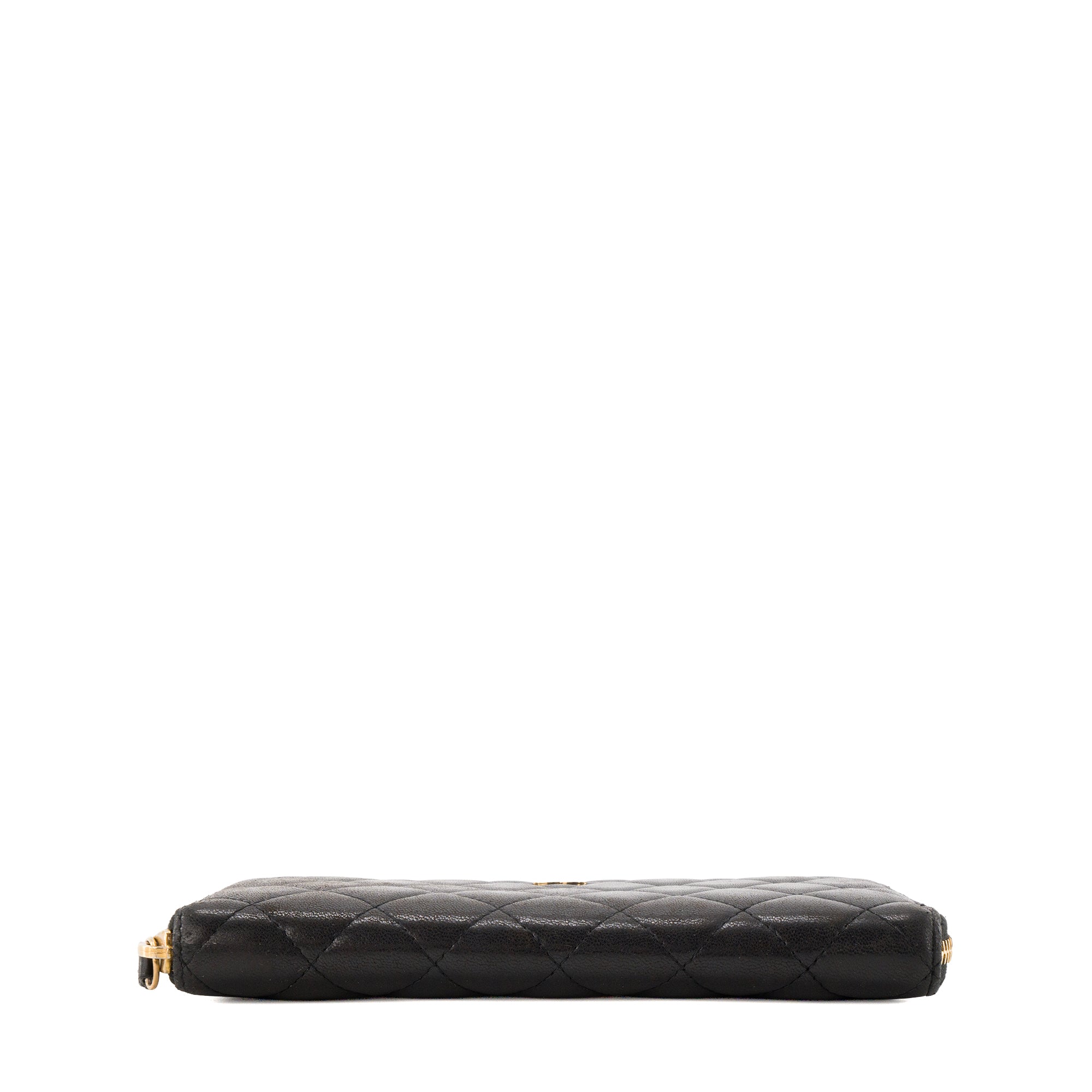 CHANEL - Portefeuille long Classique/Timeless Chanel en cuir lisse noir