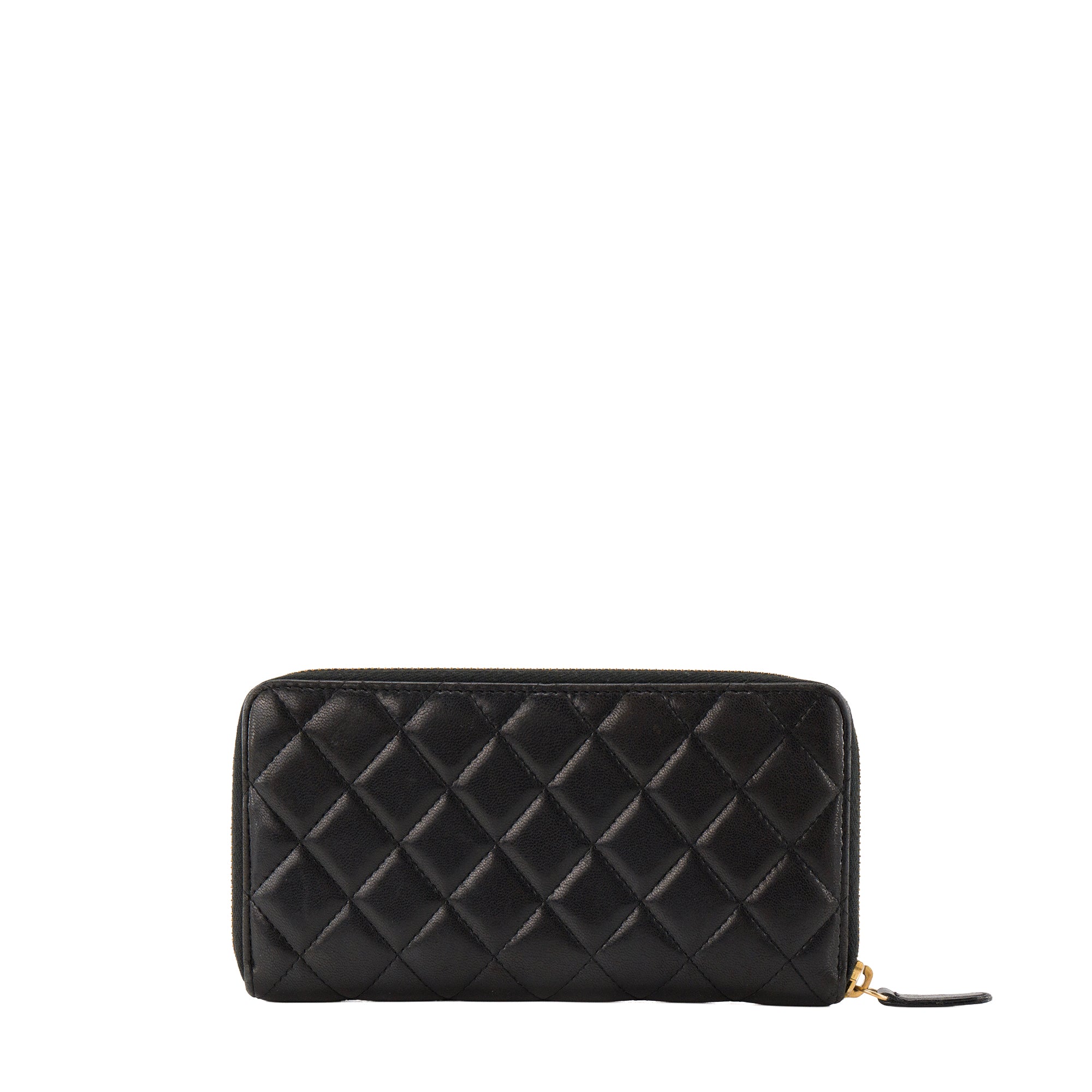 CHANEL - Portefeuille long Classique/Timeless Chanel en cuir lisse noir